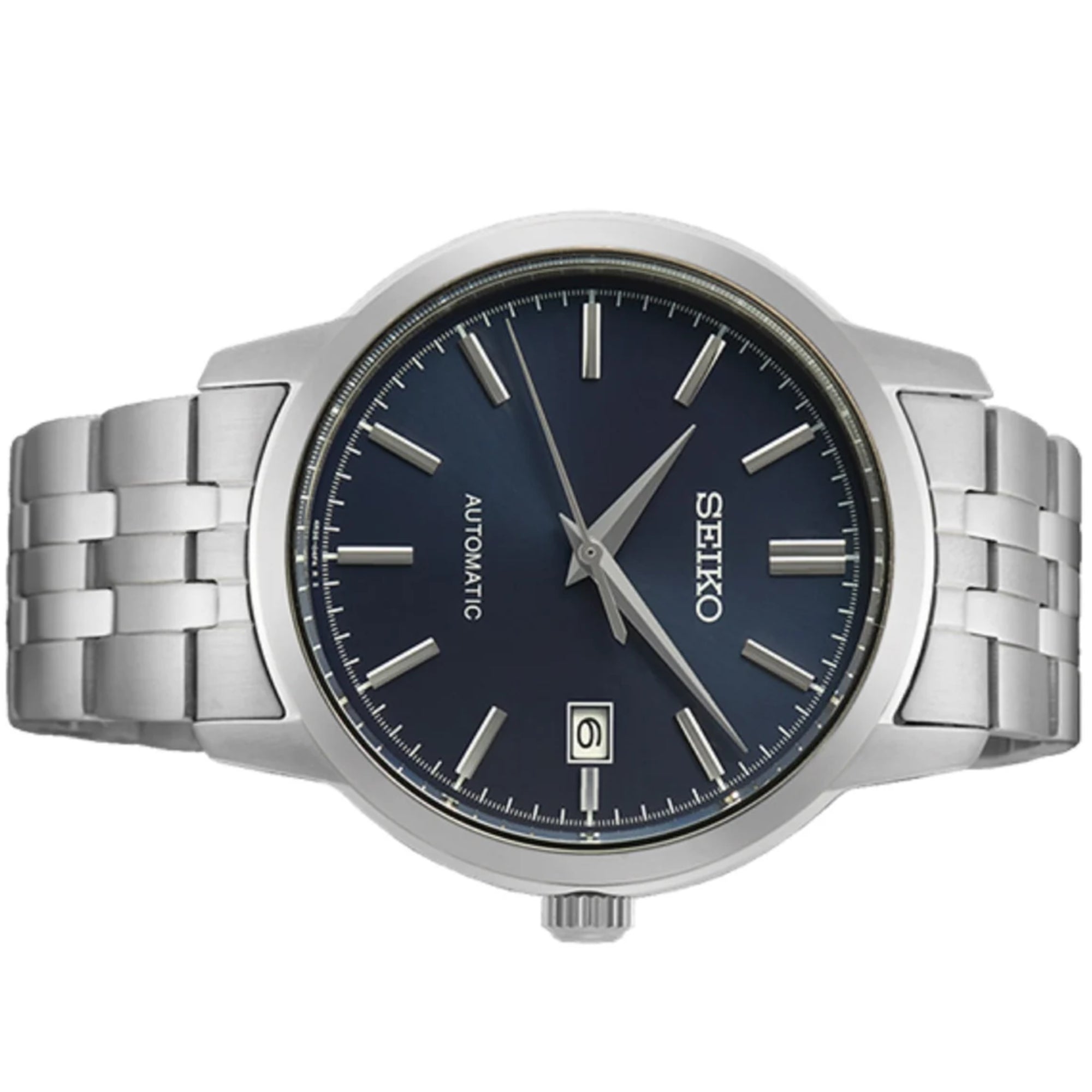 Seiko Essentials 41mm Blaues Zifferblatt Stahl Herren Automatik Uhr SRPH87K1