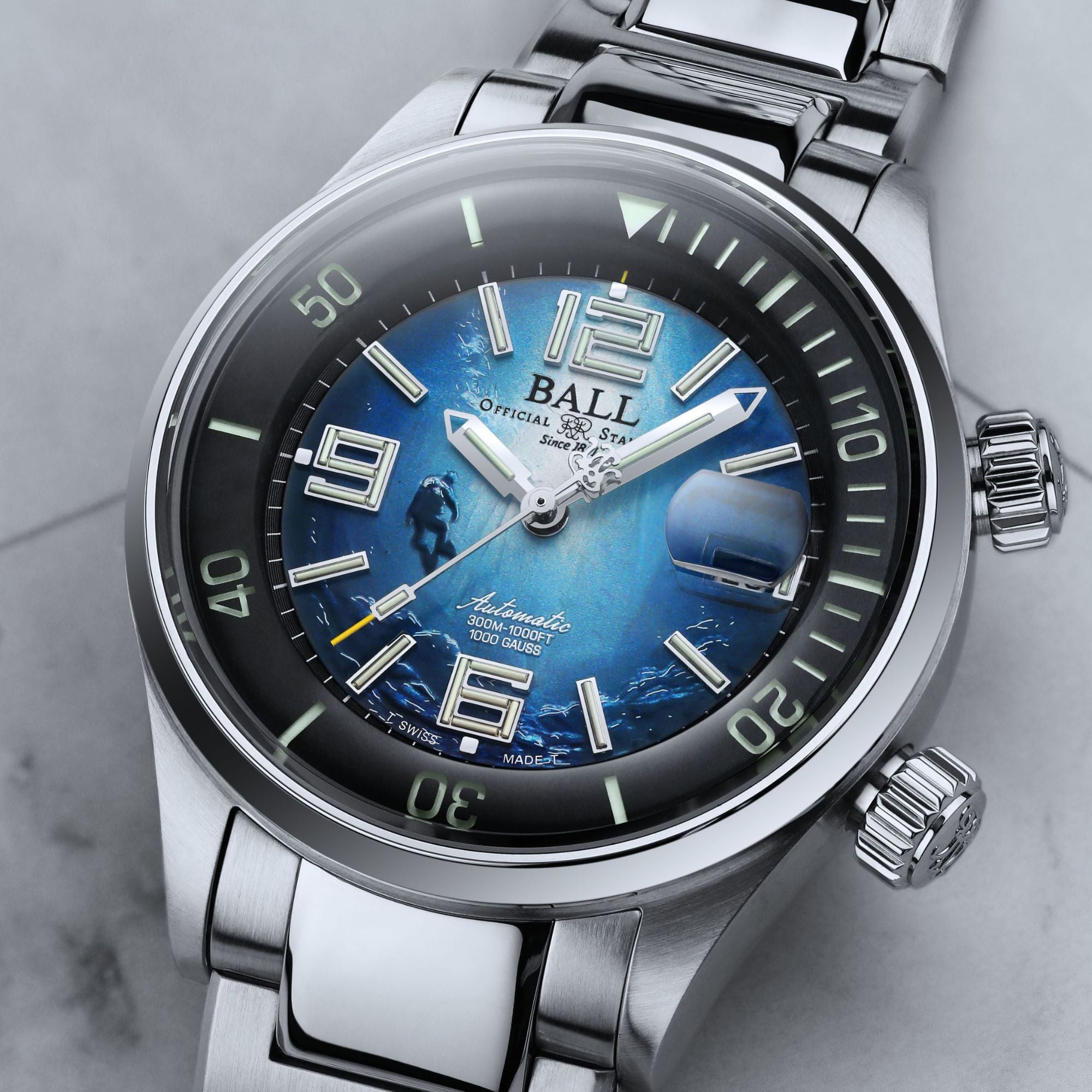 BALL Engineer Master II Diver Blaues Zifferblatt Stahlarmband Herren Taucheruhr DM2280A-S8-BE