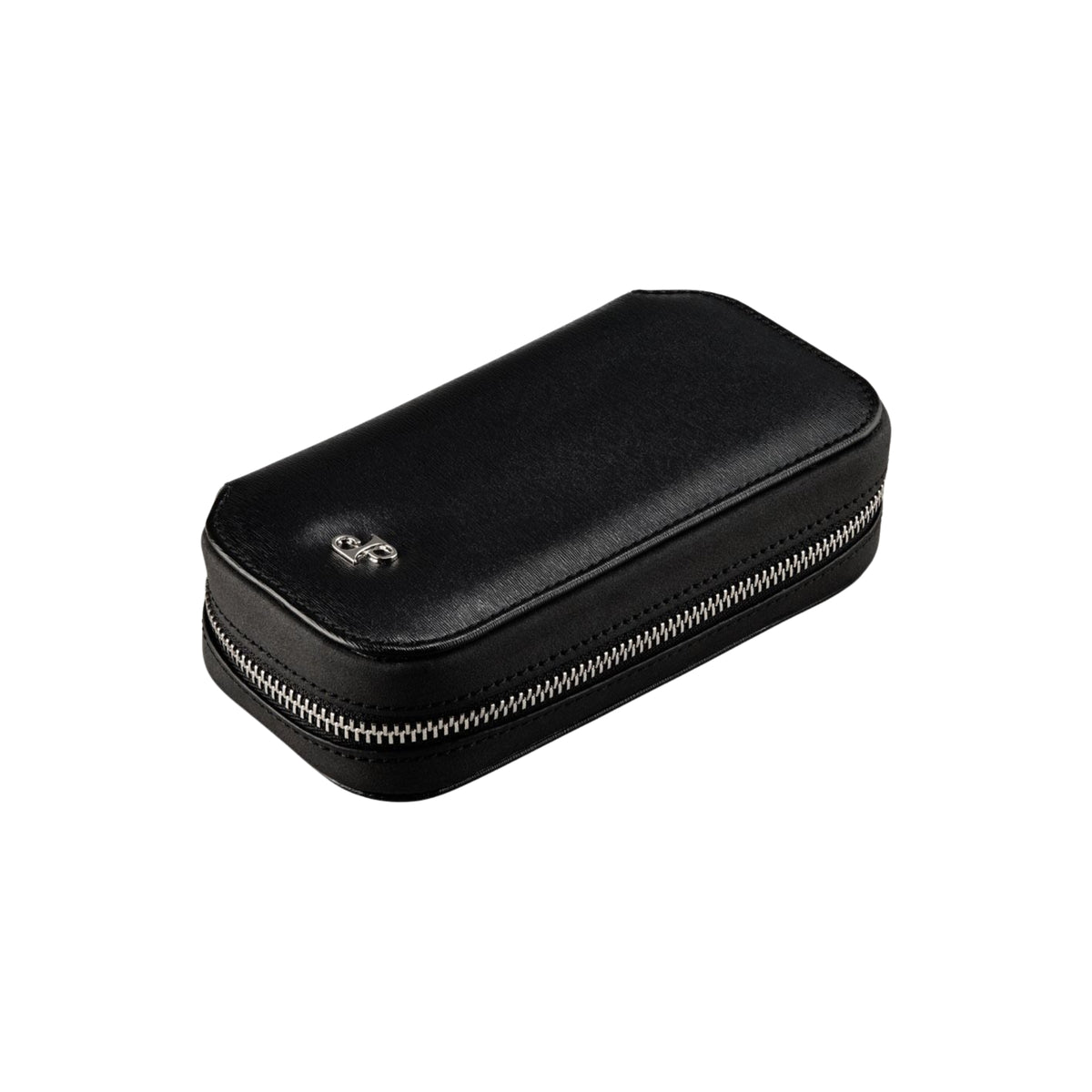WOLF Philipp 190205 top perspective view of closed black leather travel zip case