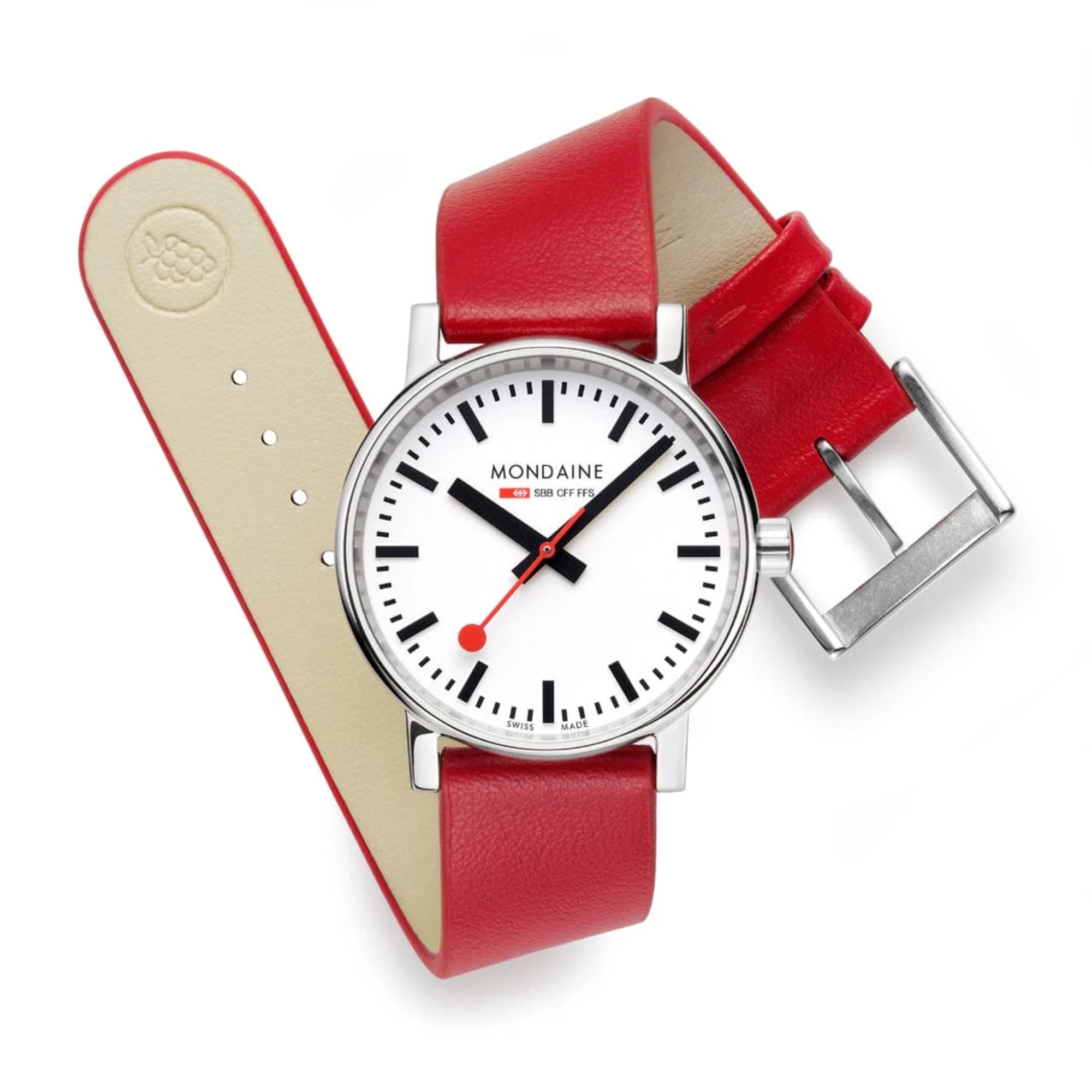 Mondaine Evo2 35mm White Dial Leather Quartz Watch MSE.35110.LCV