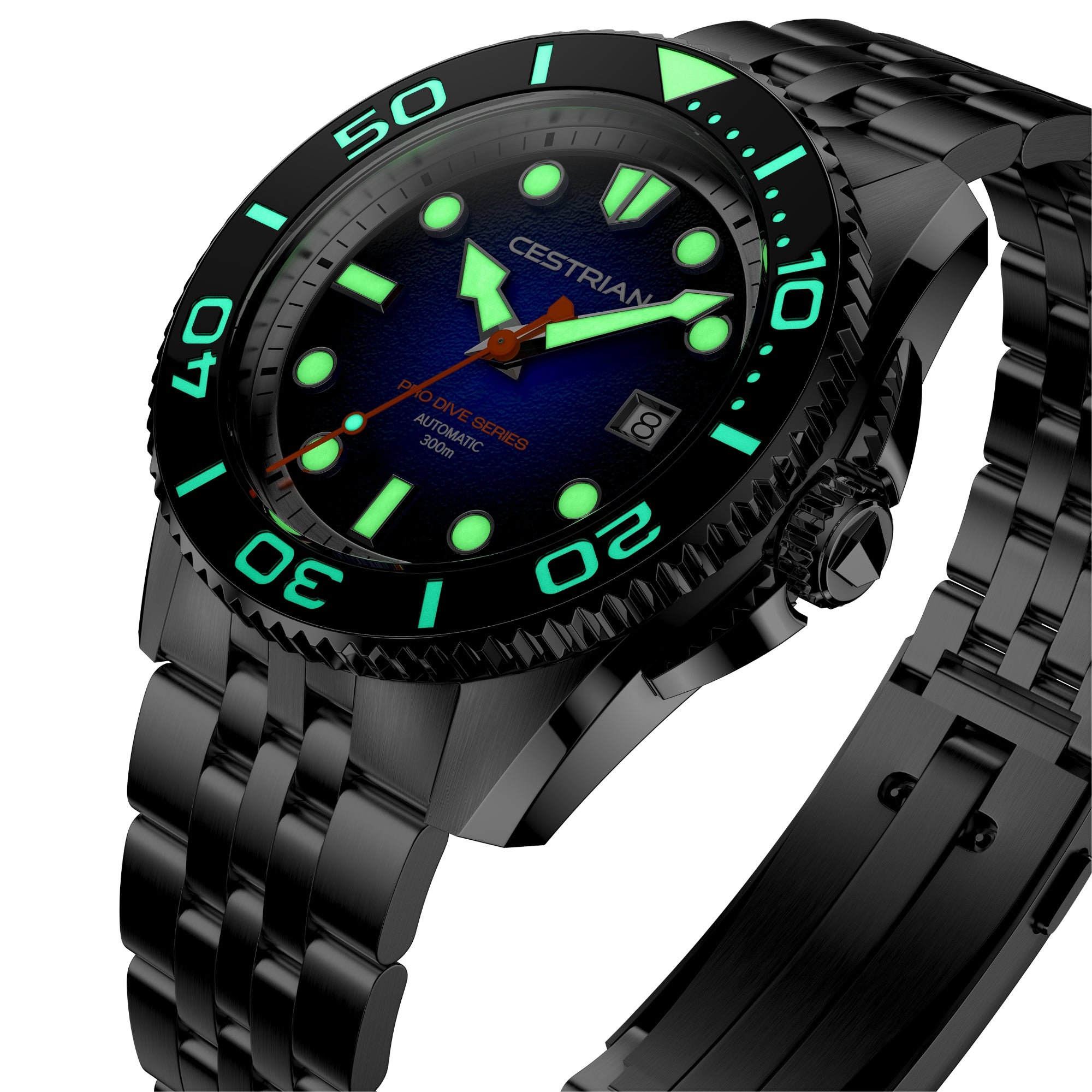 Cestrian Pro Dive Series White Dial Steel Bracelet Automatic 300m Men's Watch CP-WTB001