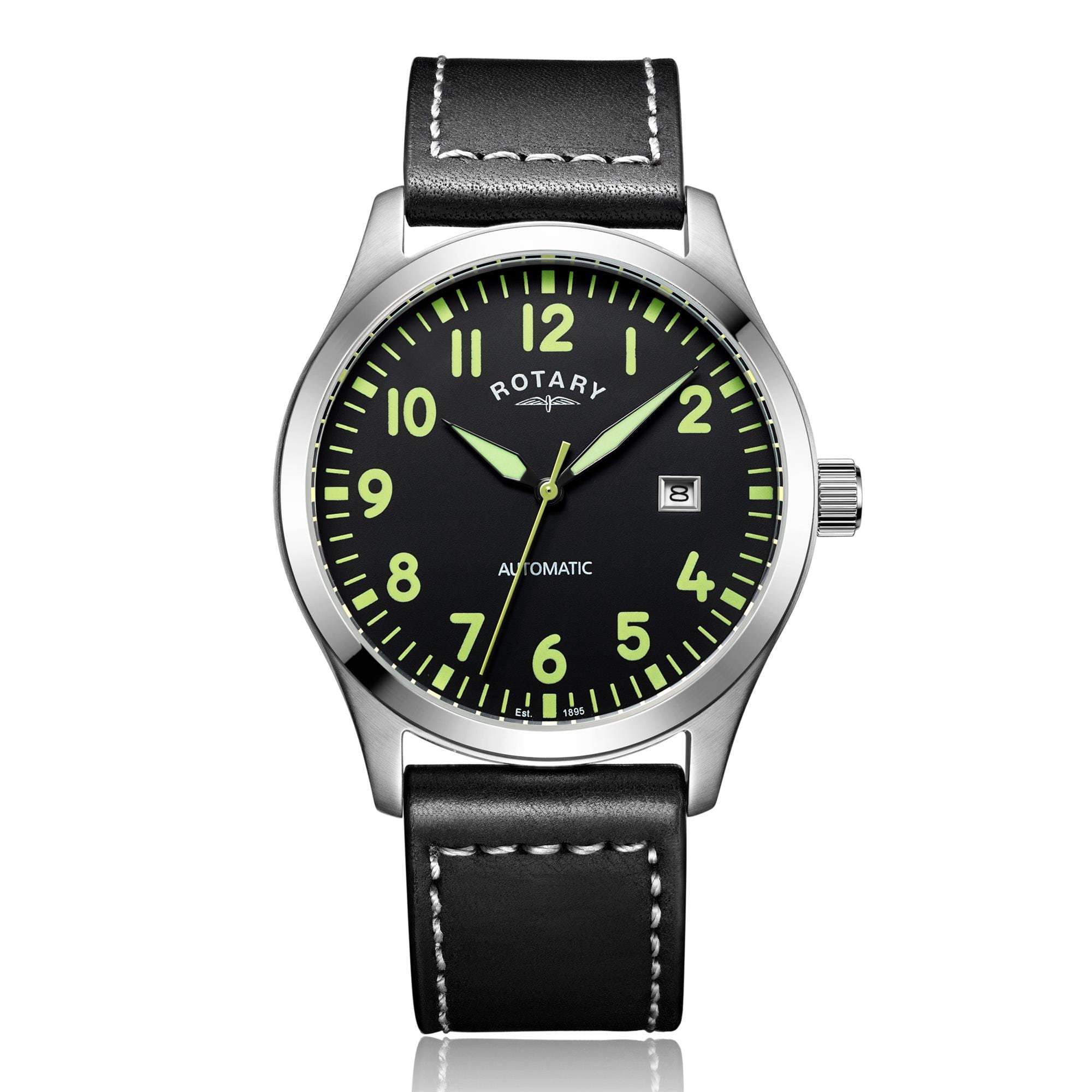 Rotary Classic Stainless Steel Black Men’s Automatic Watch - WatchNation
