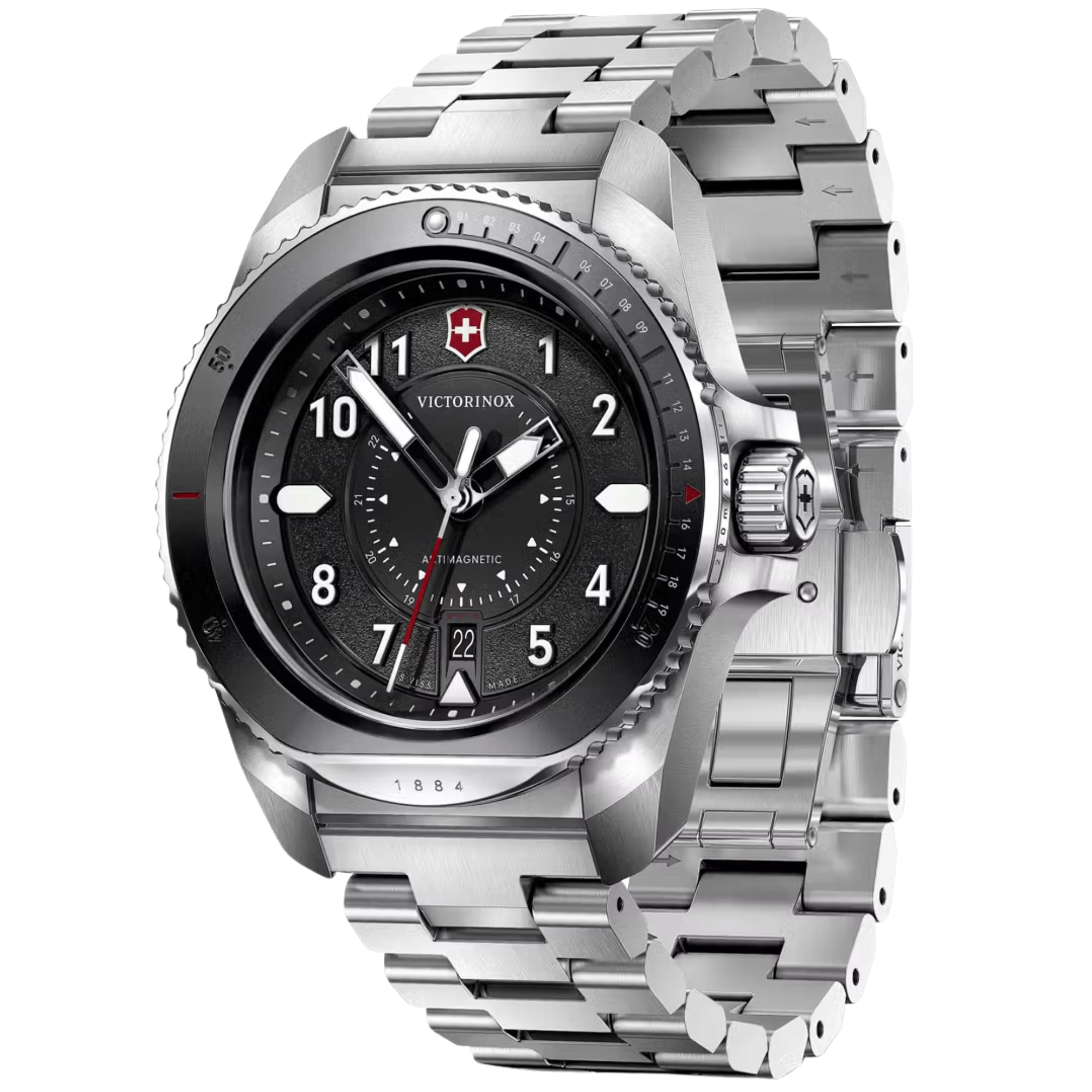 Victorinox Journey 1884 242009 unidirectional bezel and case detail