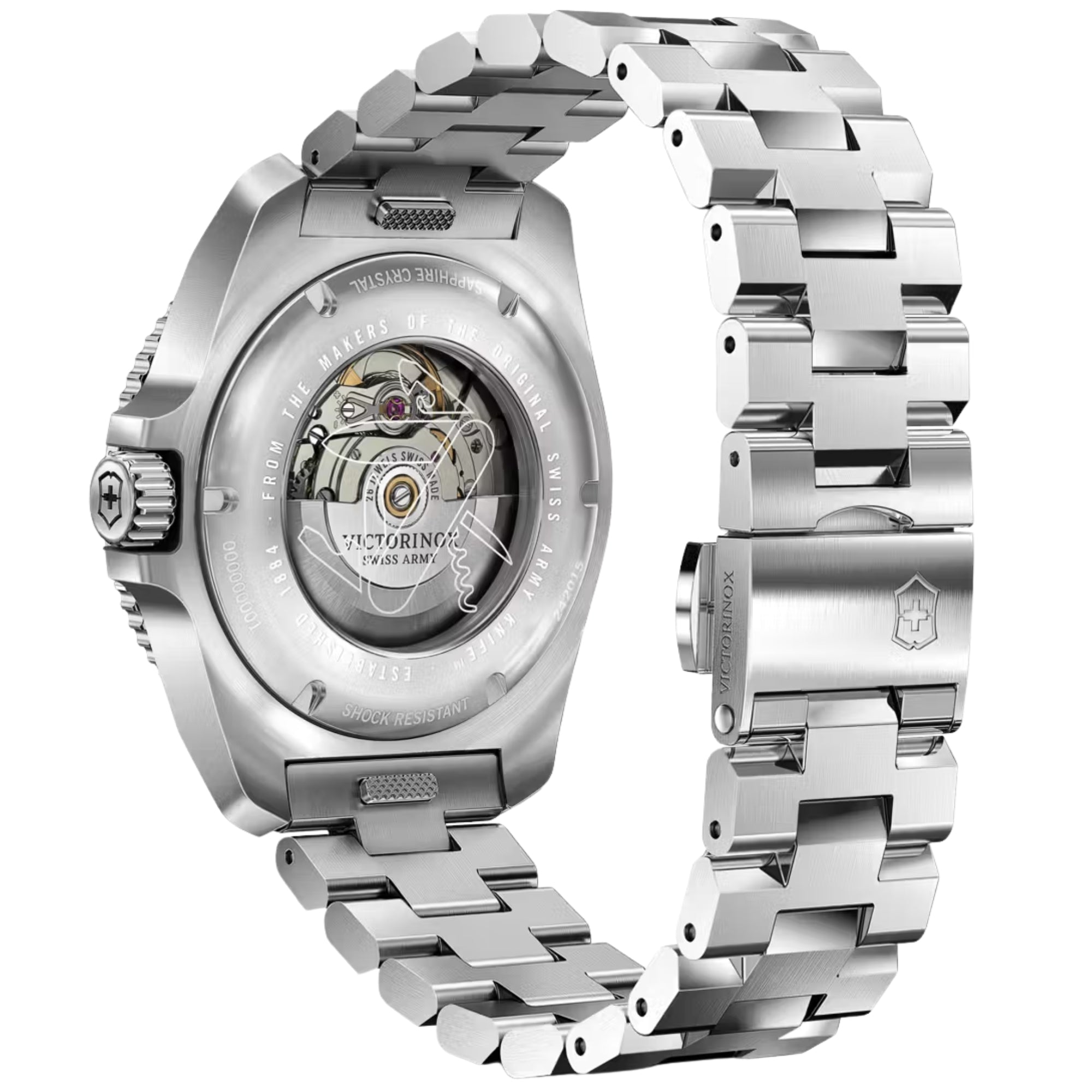 Victorinox Journey 1884 242015 automatic watch case-back with exhibition movement and full engravings