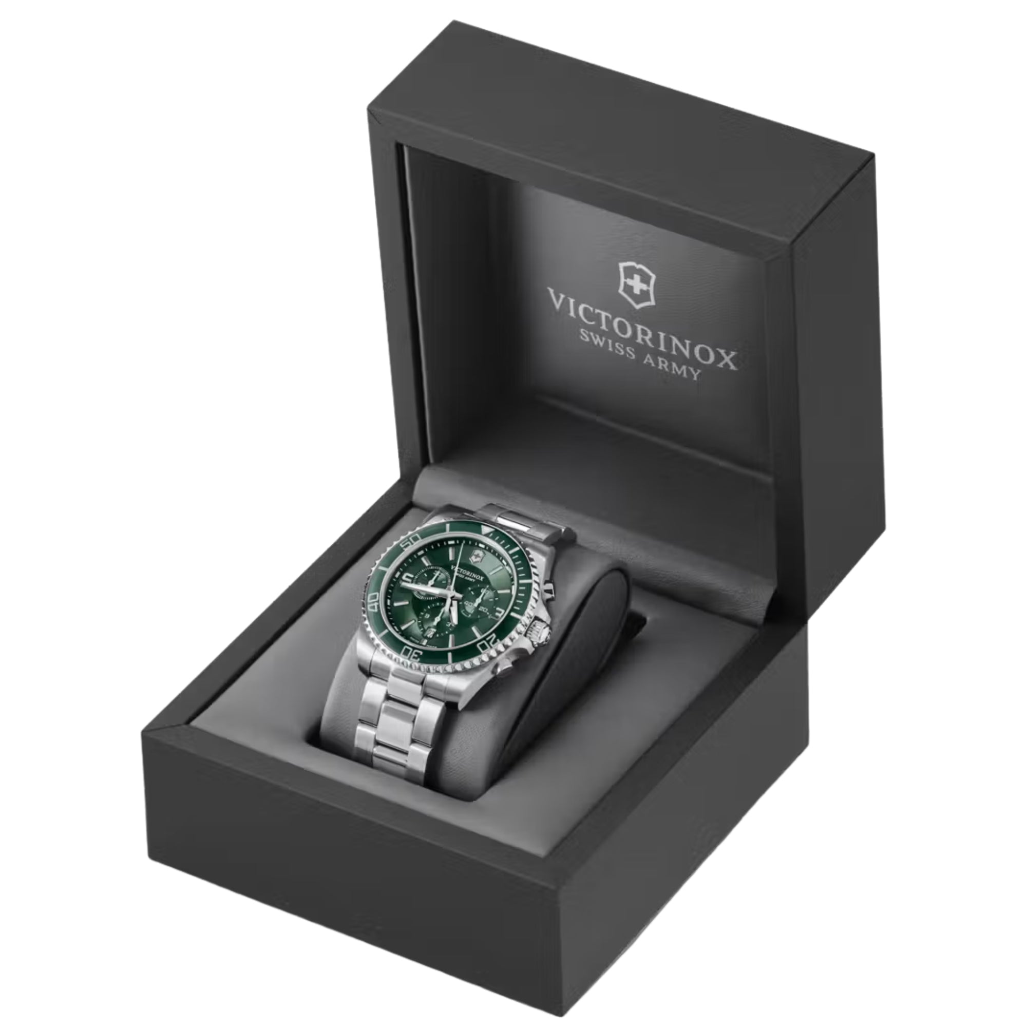 Victorinox Maverick 43mm Chronograph Grünes Zifferblatt Stahl Herren Quarz Uhr 241946