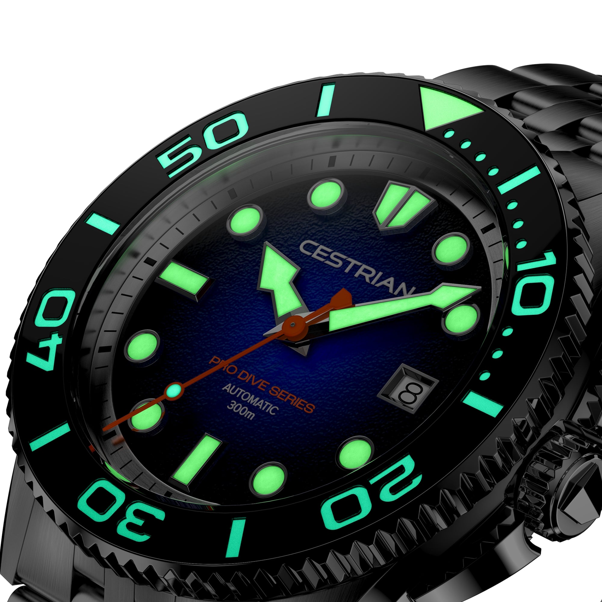 Cestrian Pro Dive Series White Dial Steel Bracelet Automatic 300m Men's Watch CP-WTB001