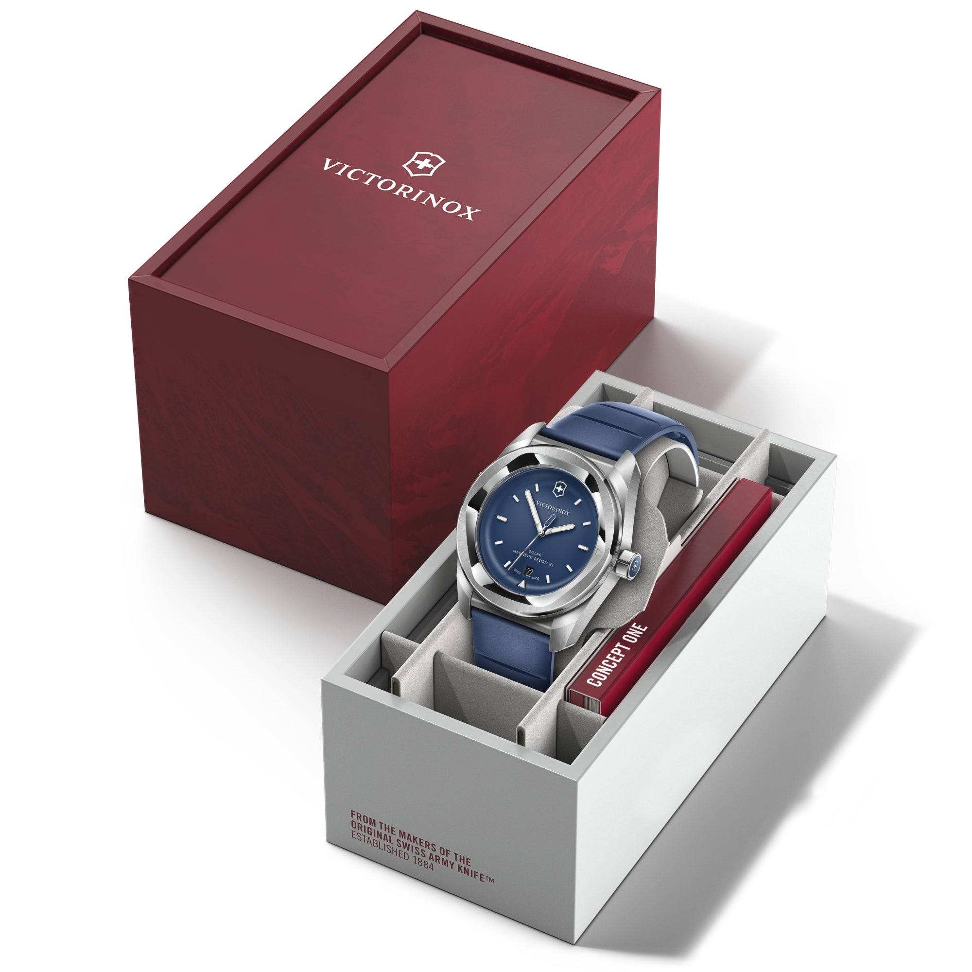 Victorinox Concept One 39mm watch displayed in premium red and white gift box packaging