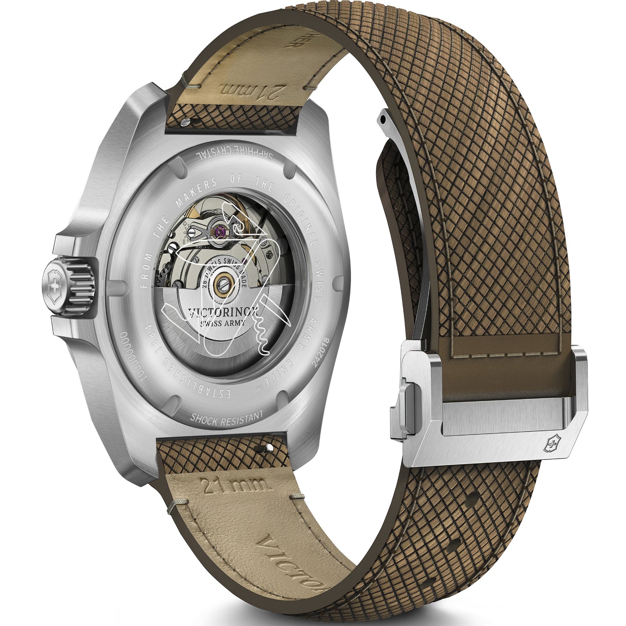 Victorinox I.N.O.X. 242018.1 exhibition caseback revealing Sellita automatic movement