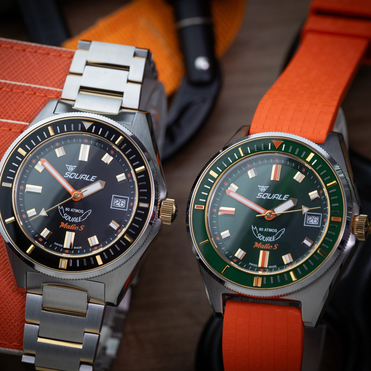 Squale Matic S 39,5 mm Schwarzes Zifferblatt Stahl Herren Automatikuhr MATICGBKBK.SSBI