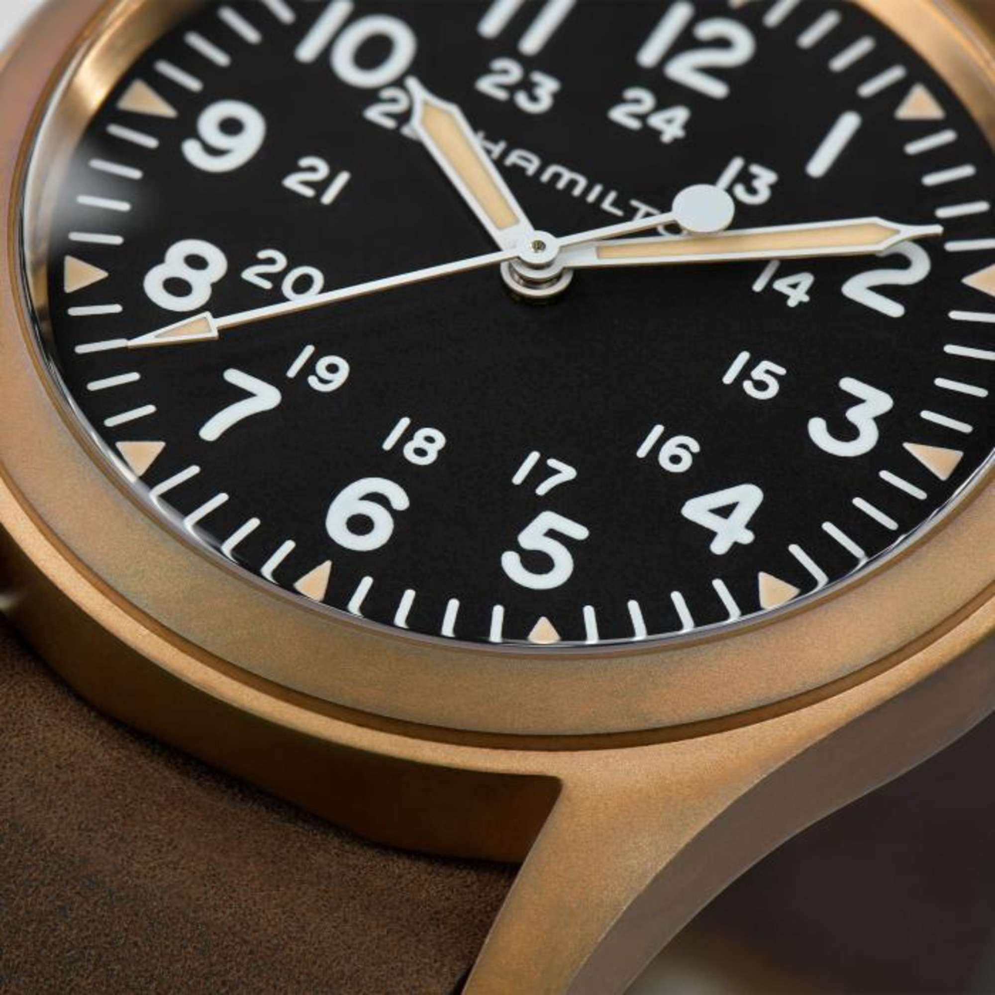 Hamilton Khaki Field 38mm Bronze Black Dial Leather Mens Mechanical Watch H69459530