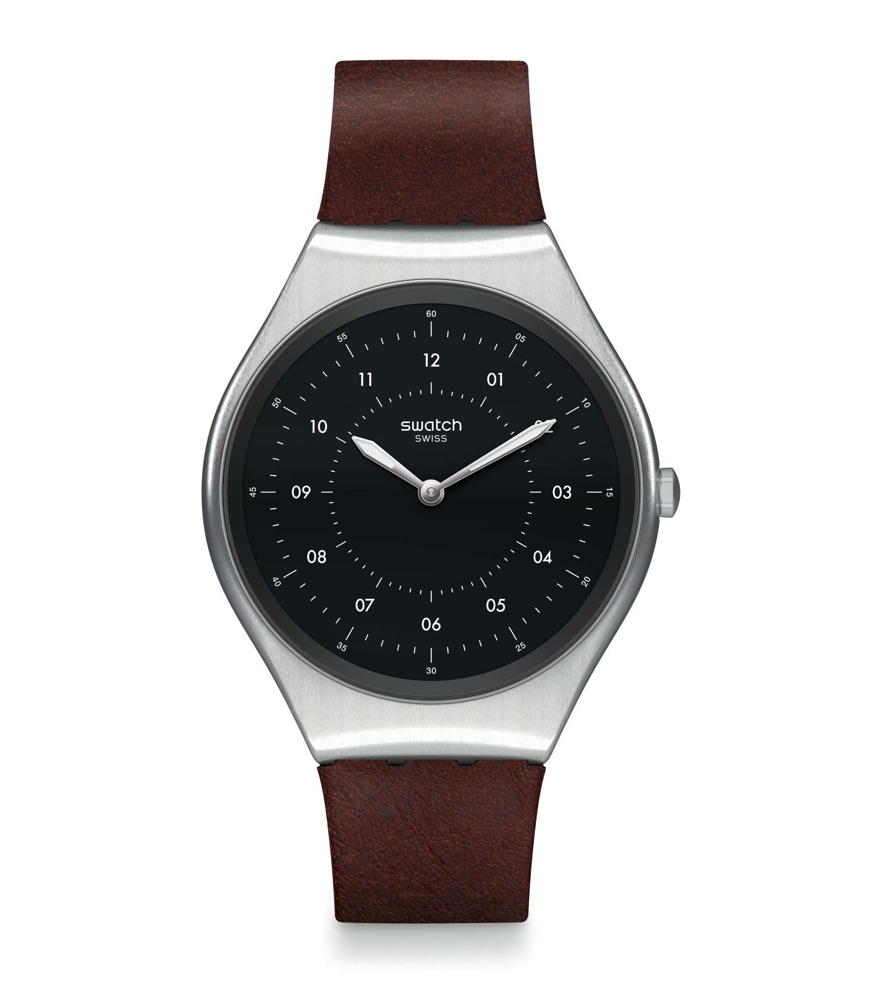 Swatch Skinbrushed Schwarzes Zifferblatt Uhr SYXS102