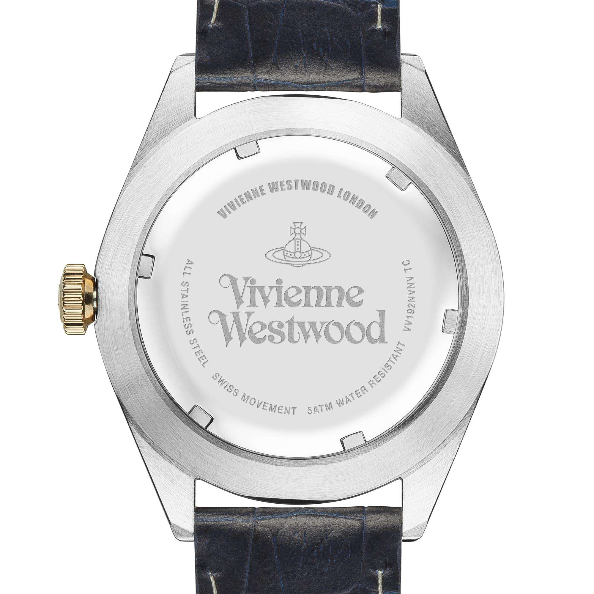 Vivienne Westwood Conduit Blaues Zifferblatt Blaues Lederarmband Herren Uhr VV192NVNV