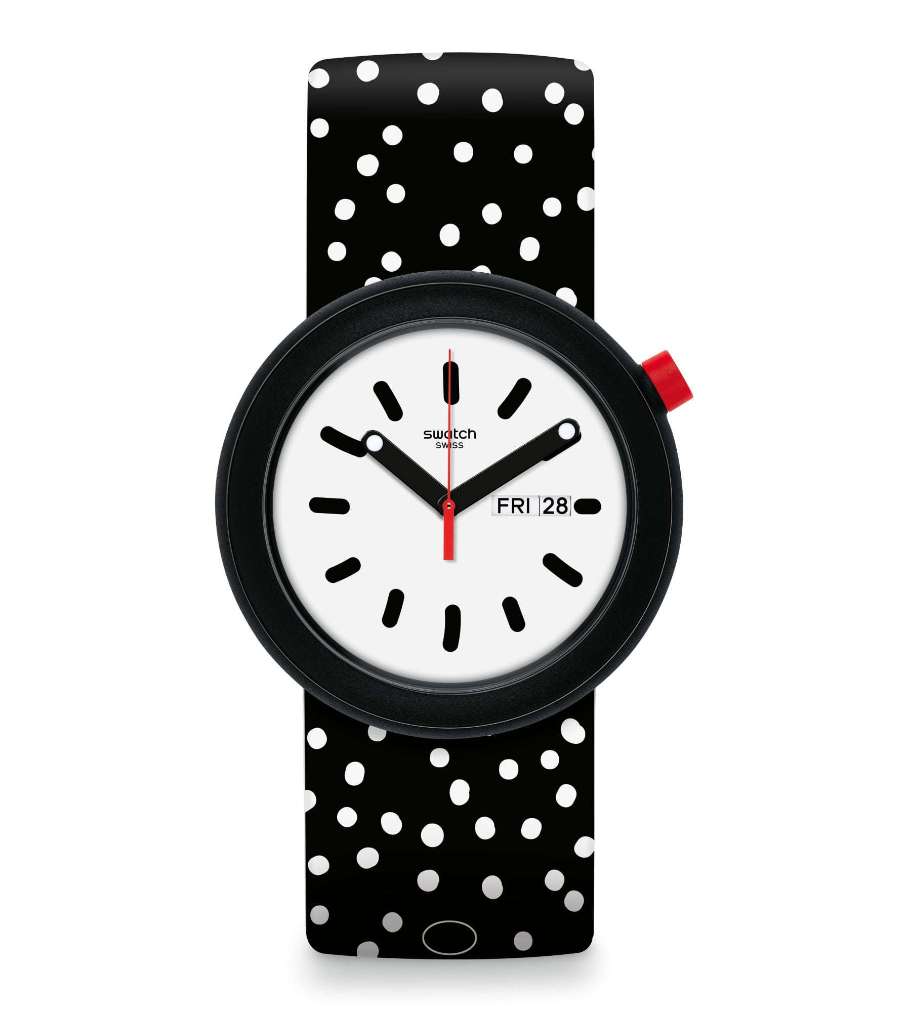 Swatch Polkapop Gehäuse Weißes Zifferblatt Uhr PNB701