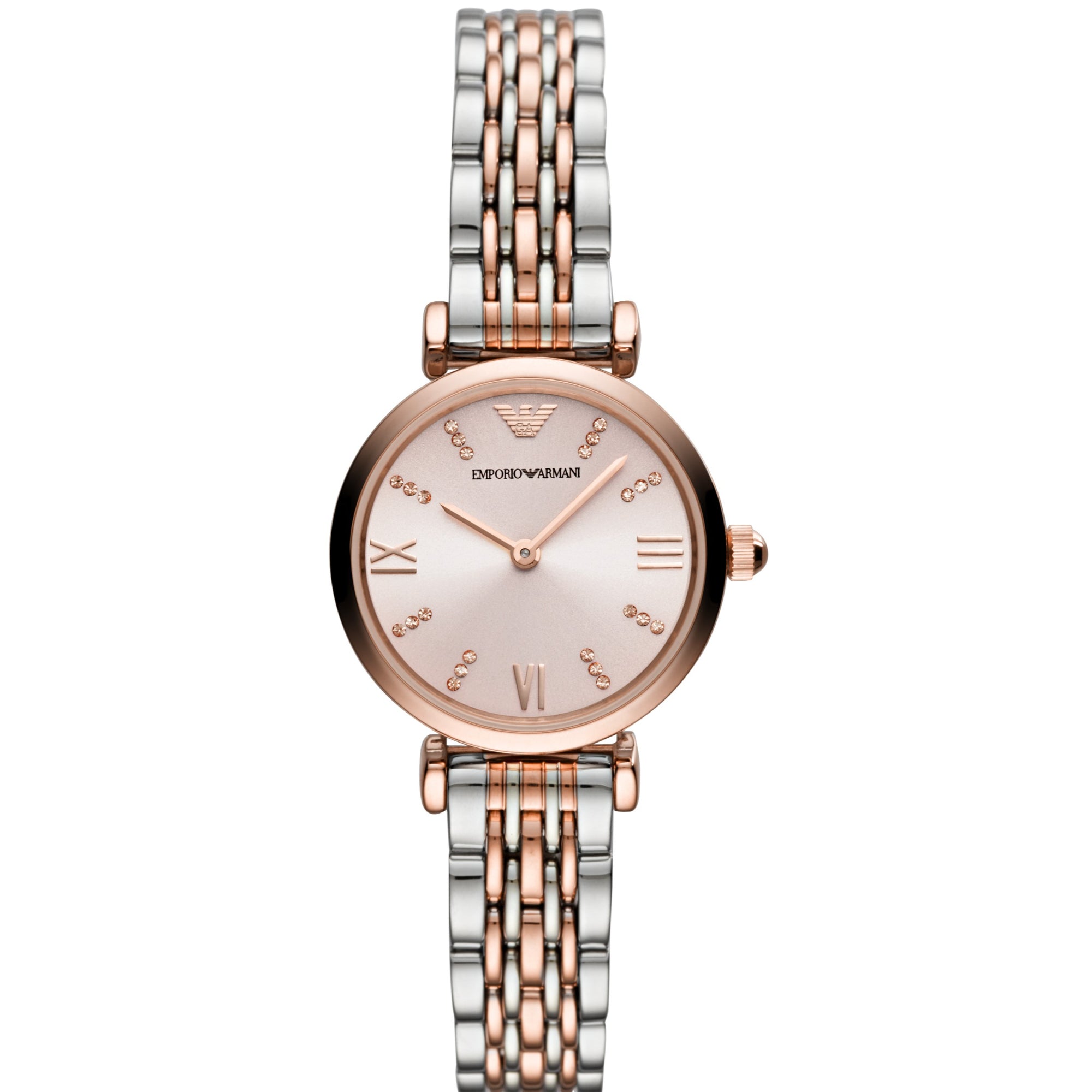Emporio Armani Gianni T-BAR 28mm Pink Dial Steel Ladies Quartz Watch AR11223