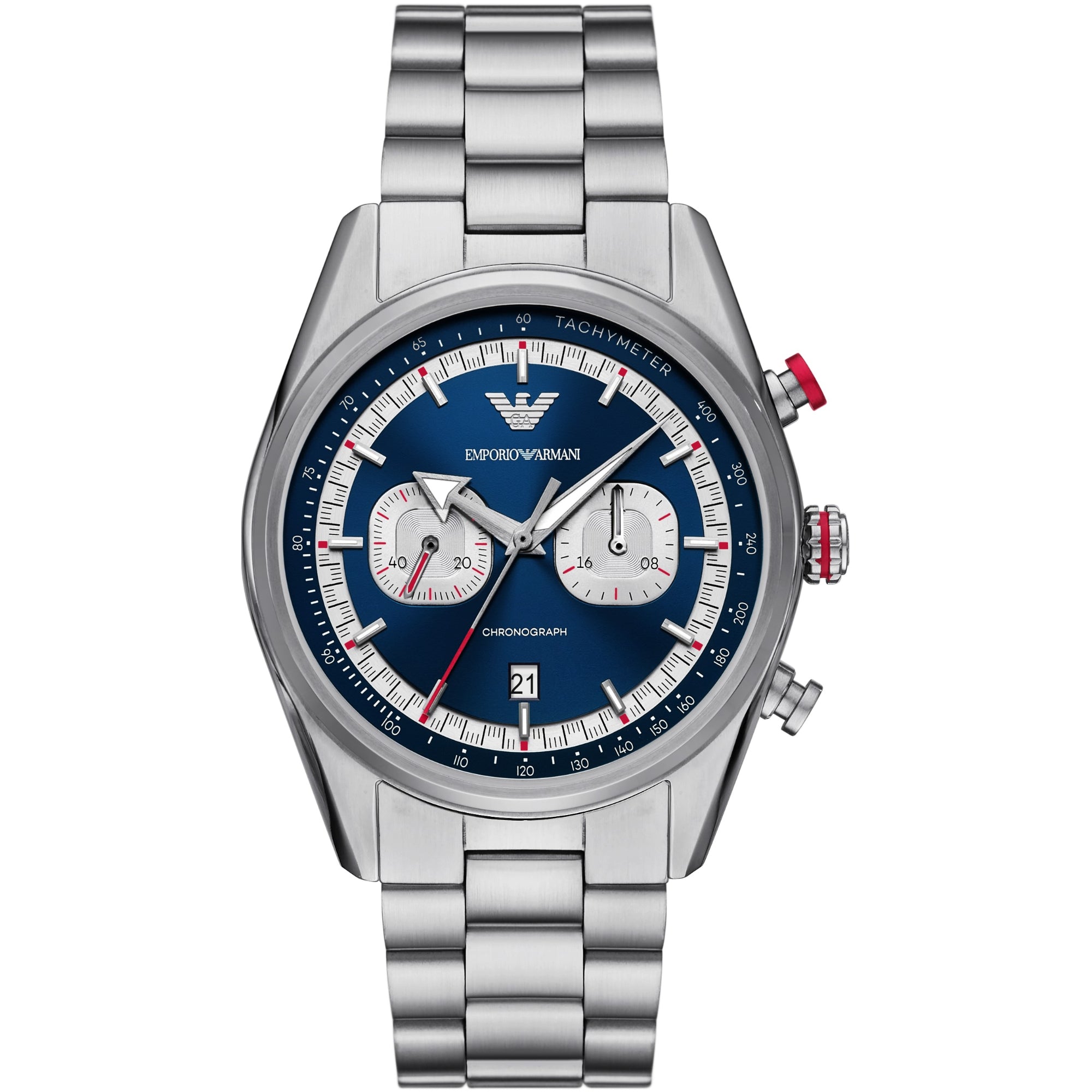 Emporio Armani Racer Blue Dial Steel Strap Men's Watch AR11676