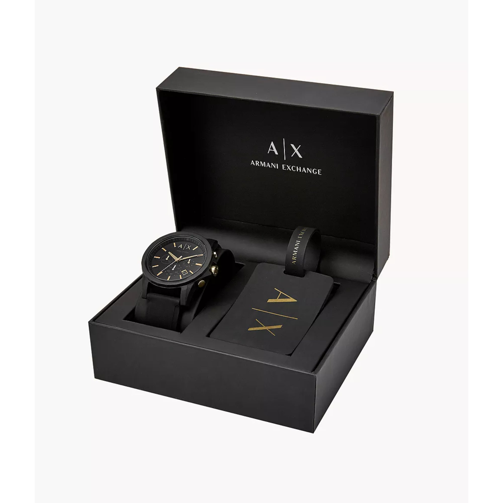 Armani Exchange luxury watch in premium black gift box packaging