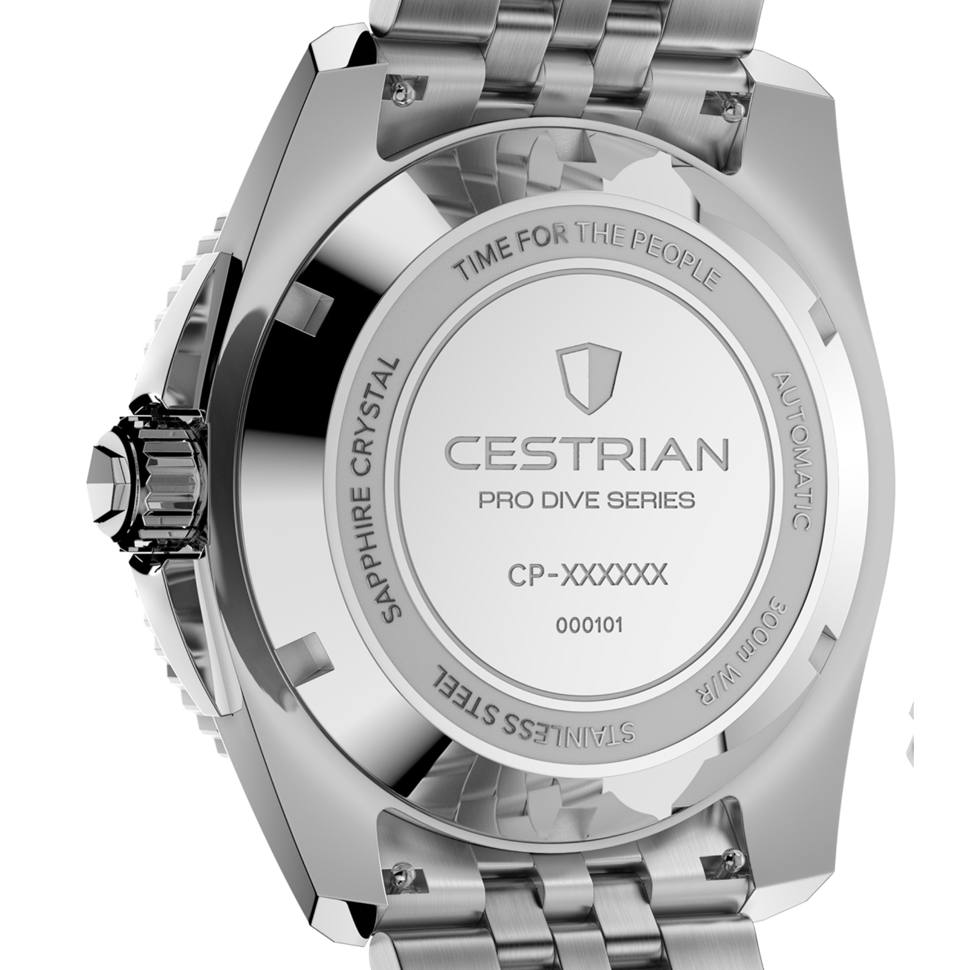 Cestrian Pro Dive Series White Dial Steel Bracelet Automatic 300m Men's Watch CP-WTB001