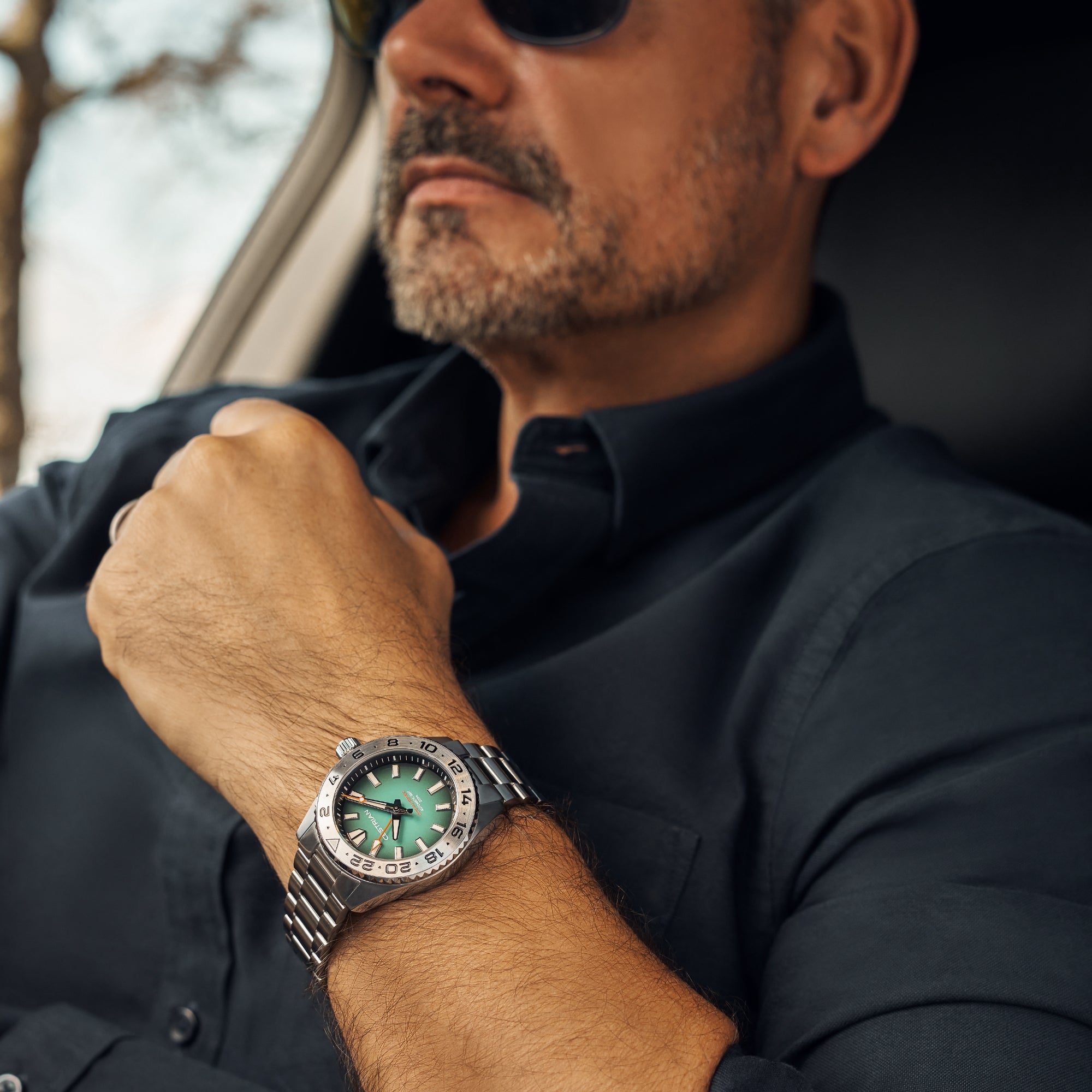Cestrian Ocean Series Green Fumé Dial Steel Bracelet Automatic GMT Men's Watch CO-BGS001