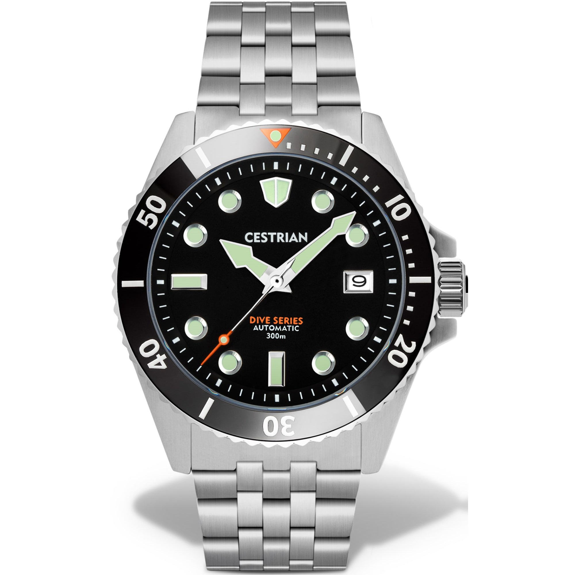 Cestrian Dive Series V2 Schwarz Zifferblatt Schwarze Keramik Lünette Edelstahlarmband Automatik Herren Uhr CD111B0771