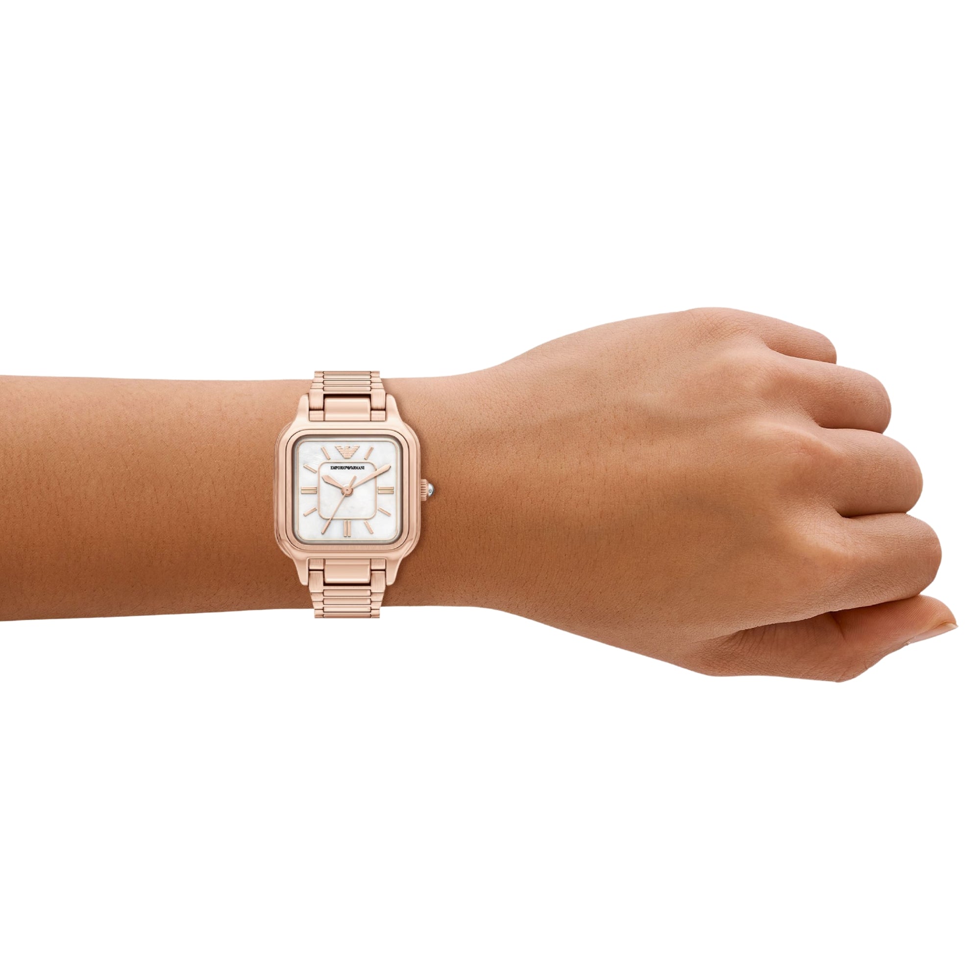 Emporio Armani Genni 35mm White Mother of Pearl Dial Steel Ladies Quartz Watch AR11743