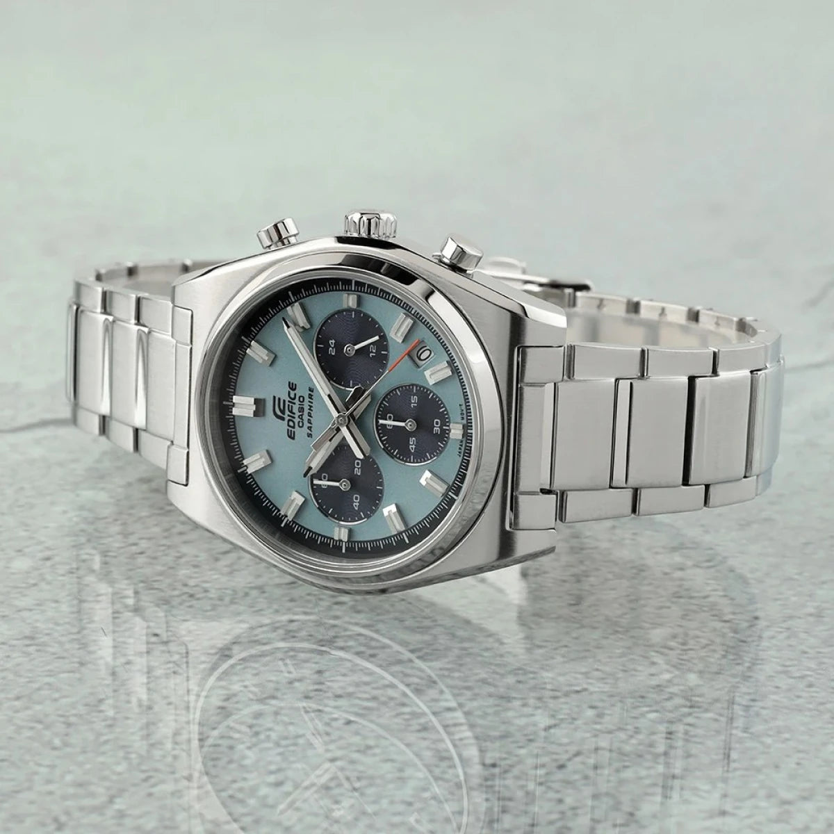 Casio Edifice Klassische Chronograph Blaues Zifferblatt Stahlband Herren Uhr EFB-730D-2BVUEF