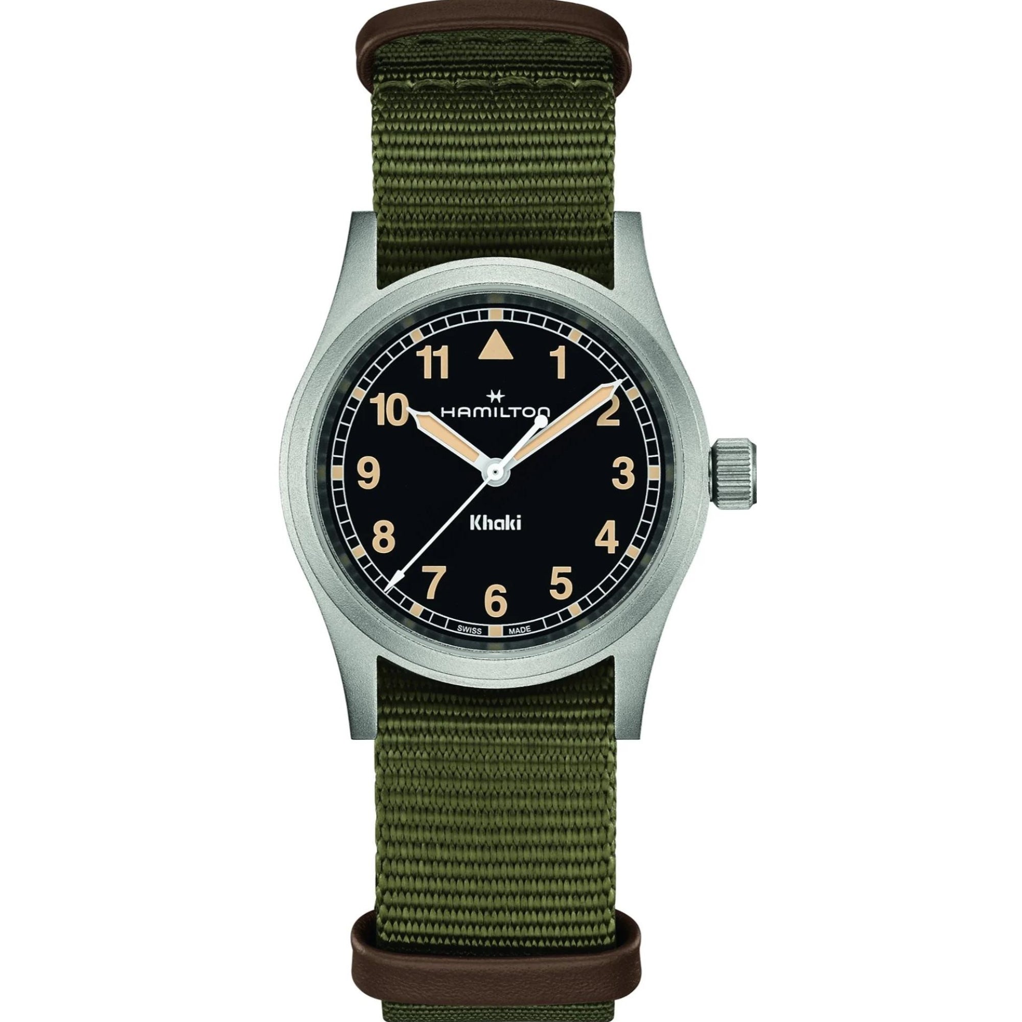 Hamilton Khaki Field 33mm Black Dial NATO Quartz watch H69301930 front view
