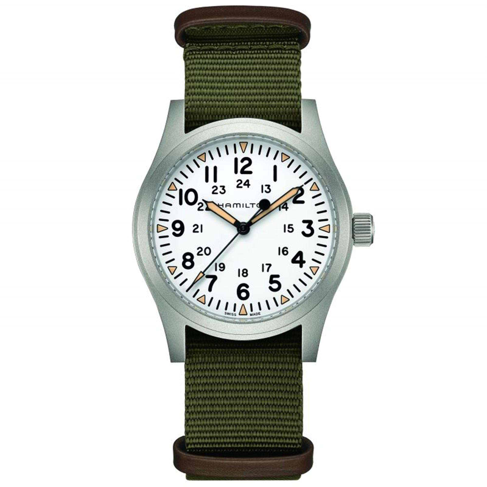 Hamilton Khaki Field Mechanical white Dial NATO Strap Men's Watch H69529913 front view