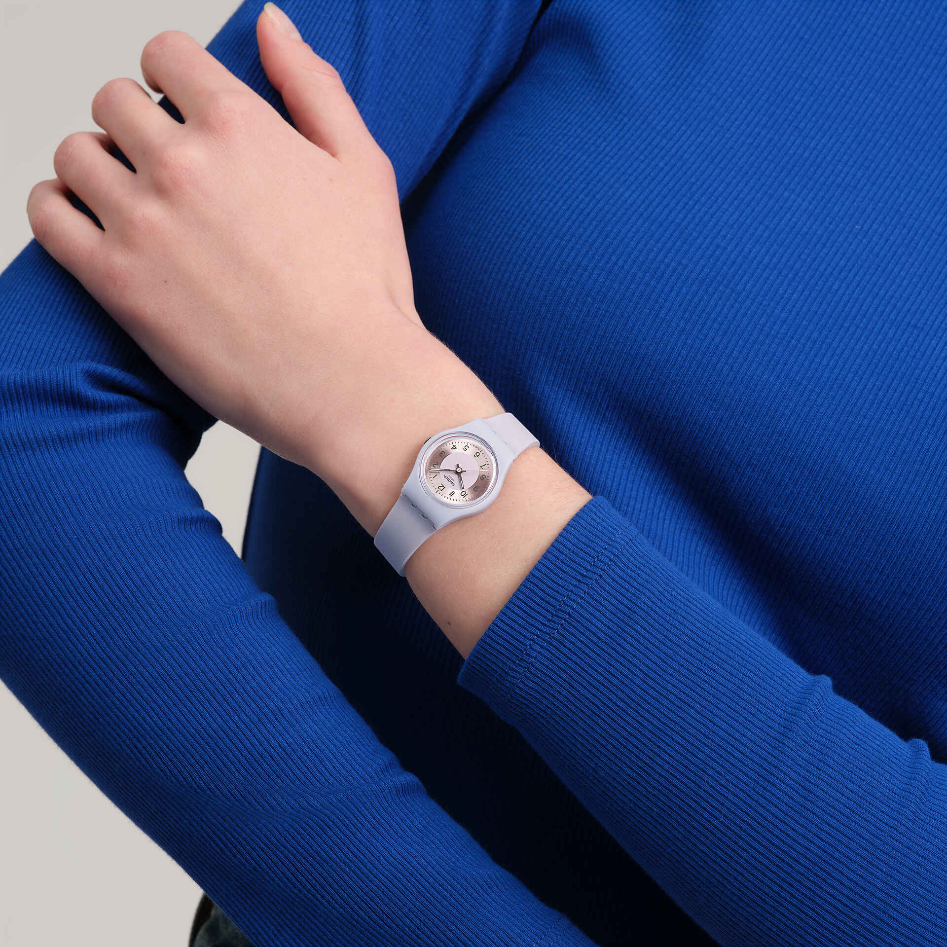 Swatch Lilac Lightness Lila Zifferblatt Silikonarmband Uhr LV121