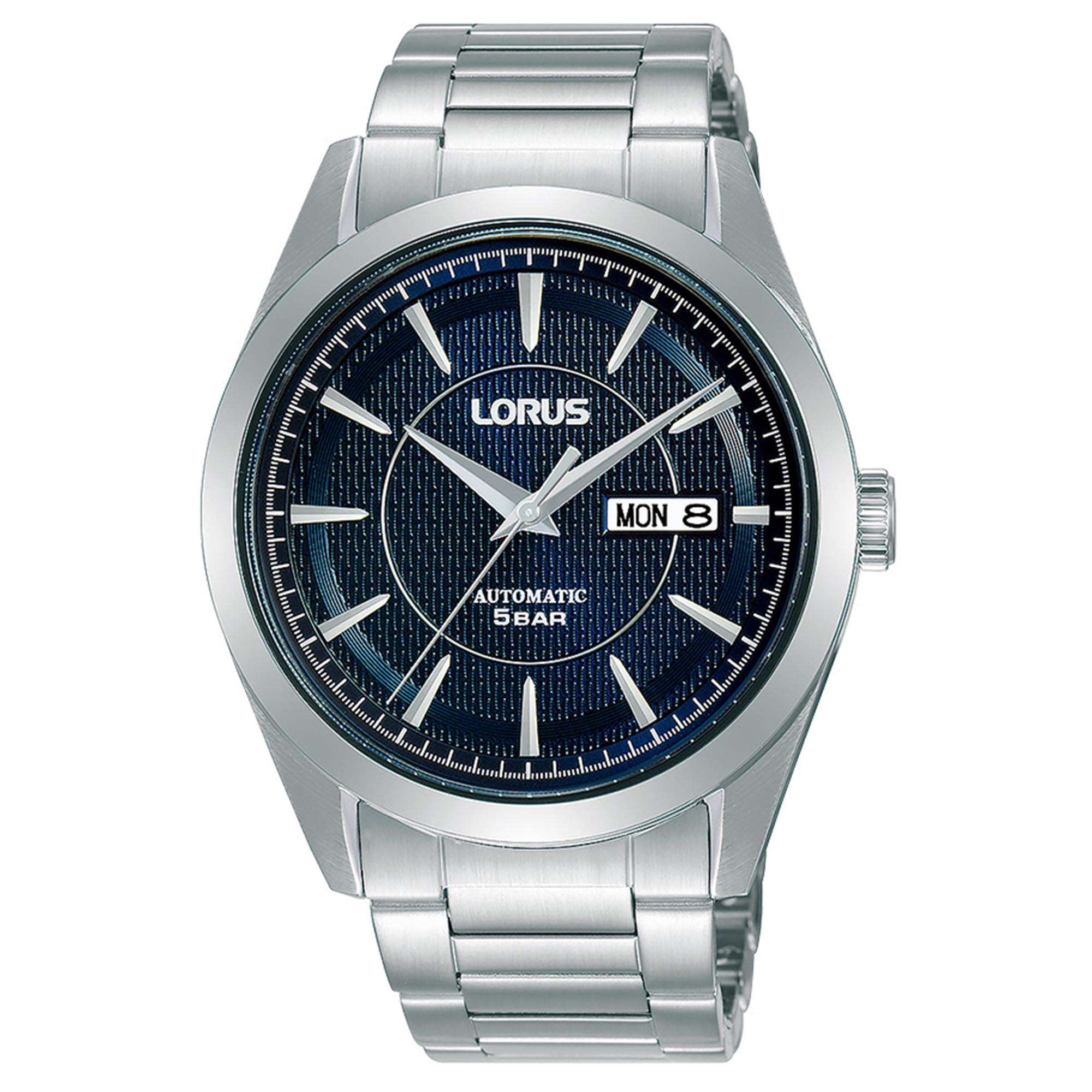 Lorus Classic Automatik Blaues Zifferblatt Tag Datum Edelstahlarmband Herren Uhr RL437AX9