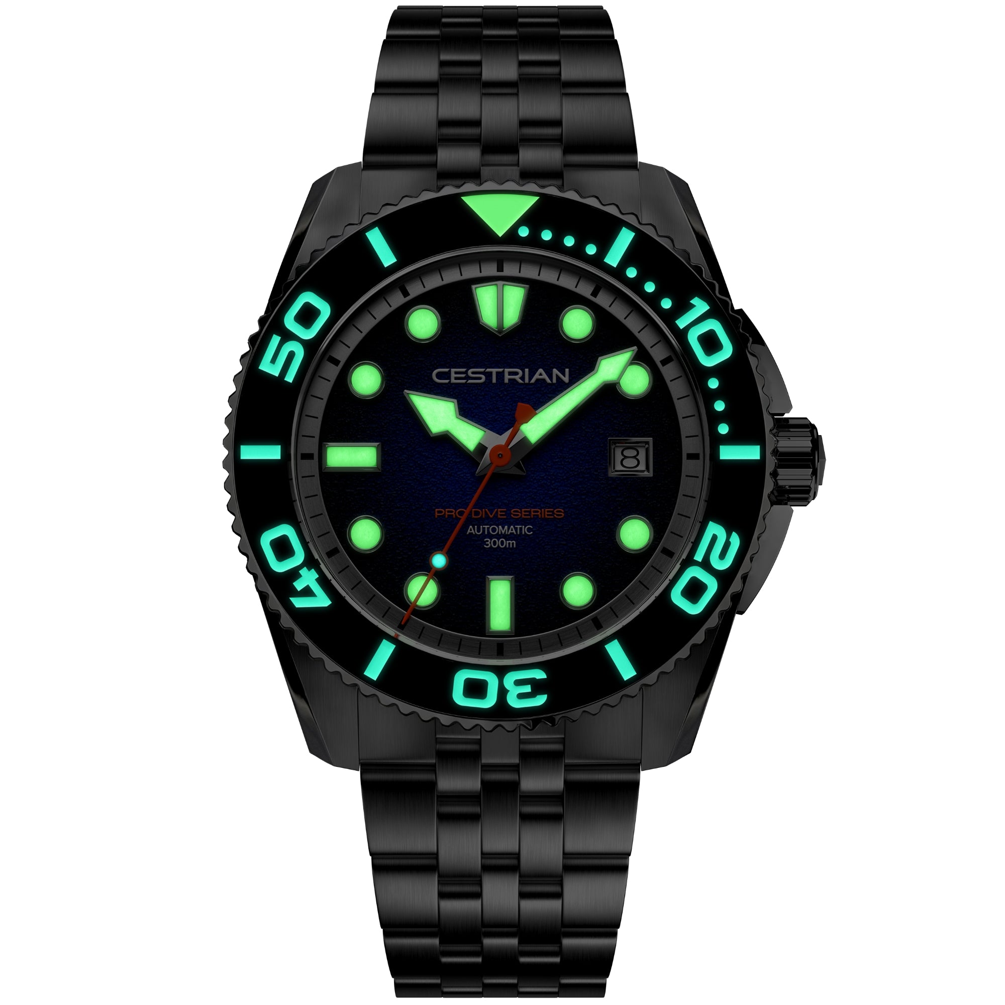 Cestrian Pro Dive Series White Dial Steel Bracelet Automatic 300m Men's Watch CP-WTB001