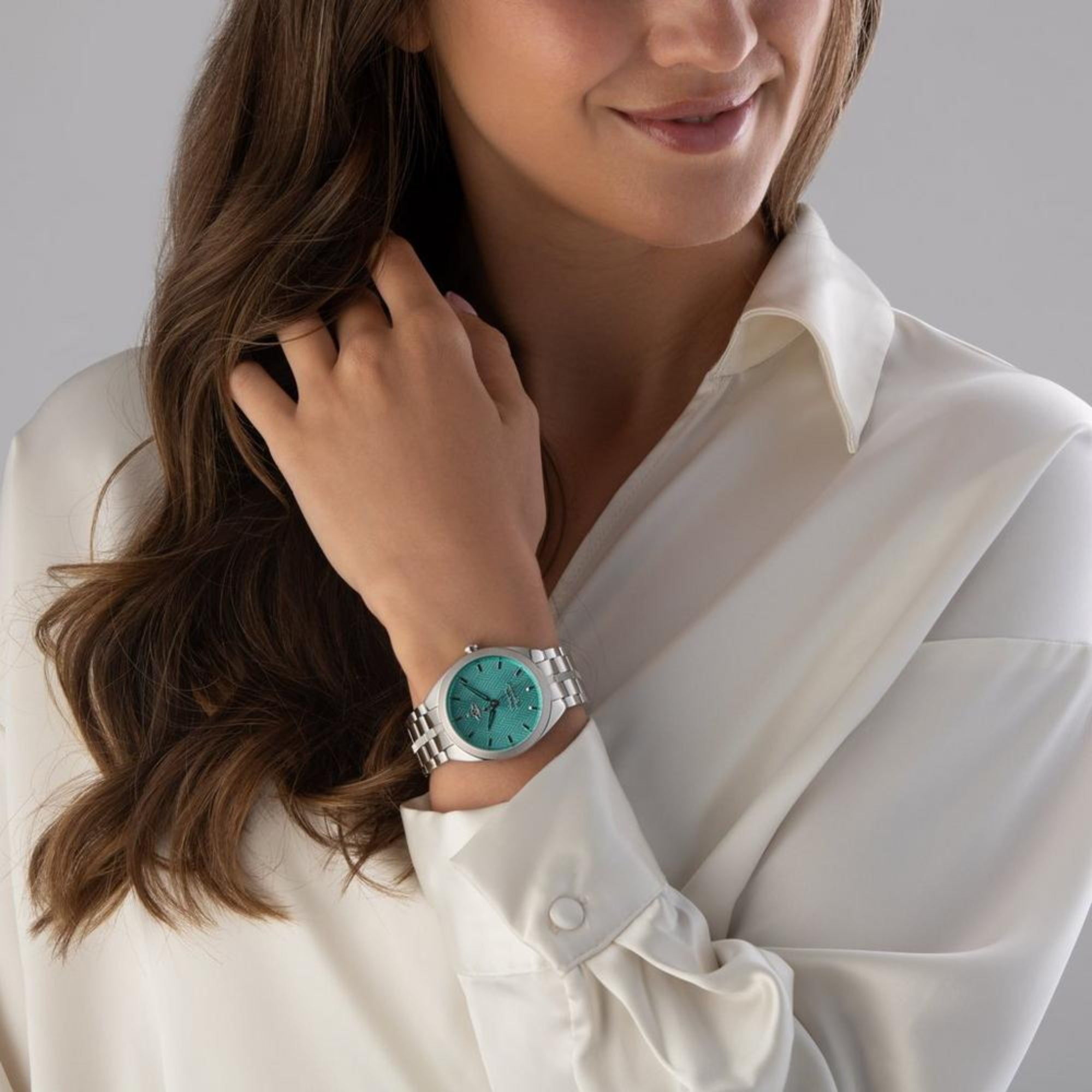 Vivienne Westwood The Mews Turquoise Dial Stainless Steel Bracelet Watch VV281TQSL