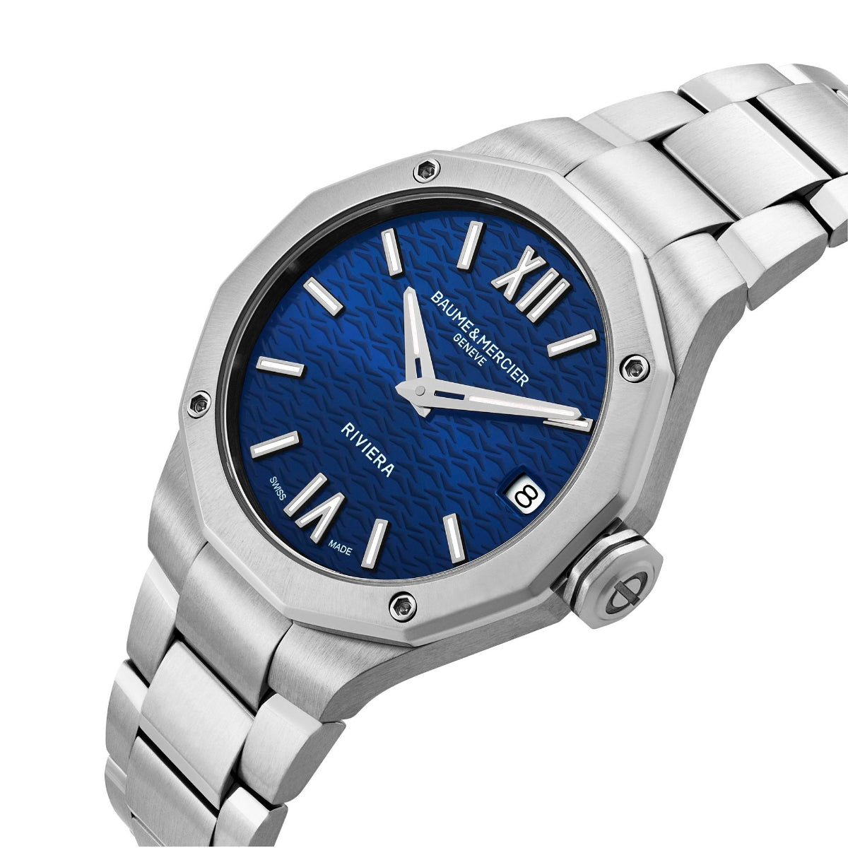 Baume & Mercier Riviera „Swiss Made“ Quarz Blaues Zifferblatt Stahlarmband Damen Uhr BM0A10727