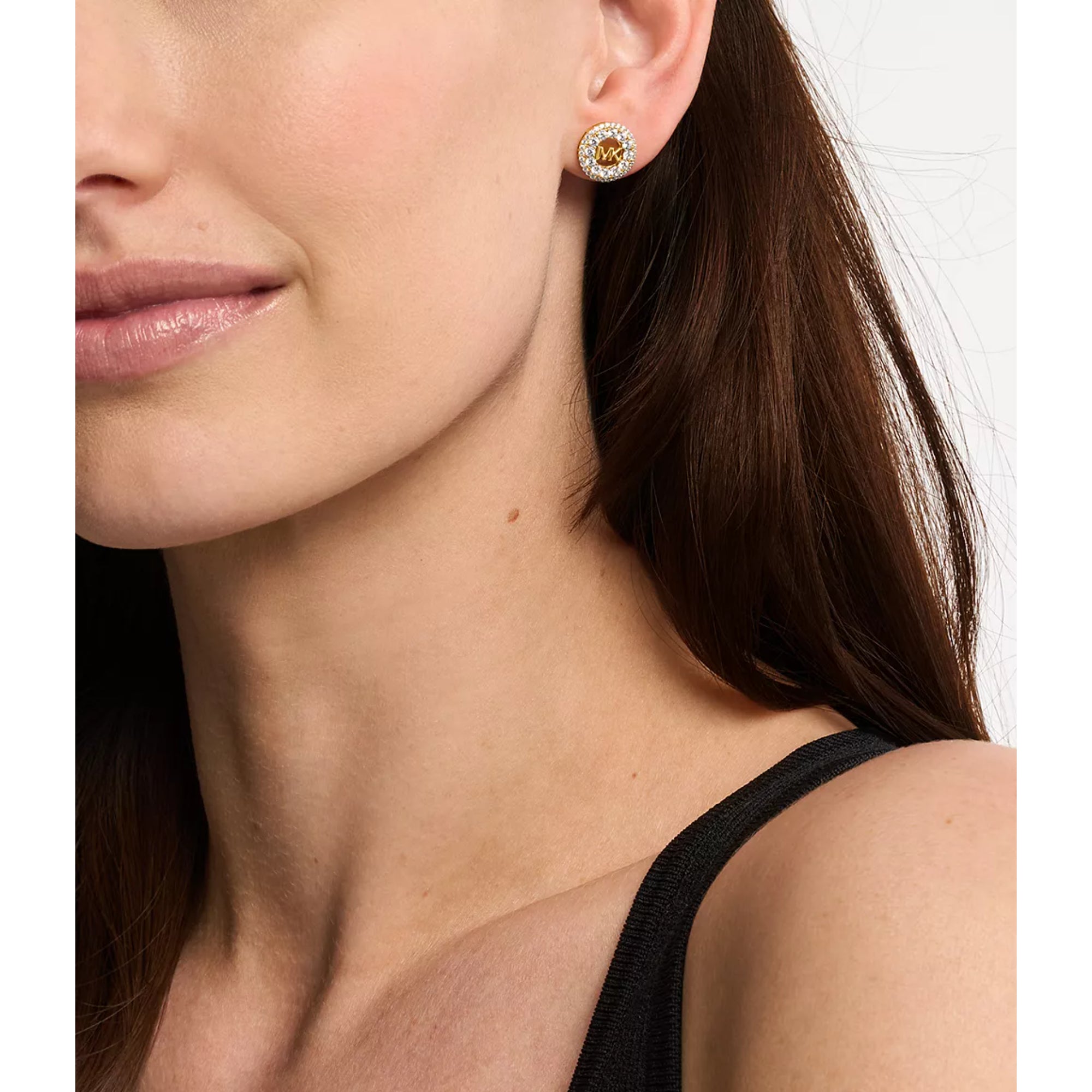 Michael Kors 14k Gold-beschichtete Sterlingsilber Pavé Logo Stud Damen Ohrringe MKC1827710