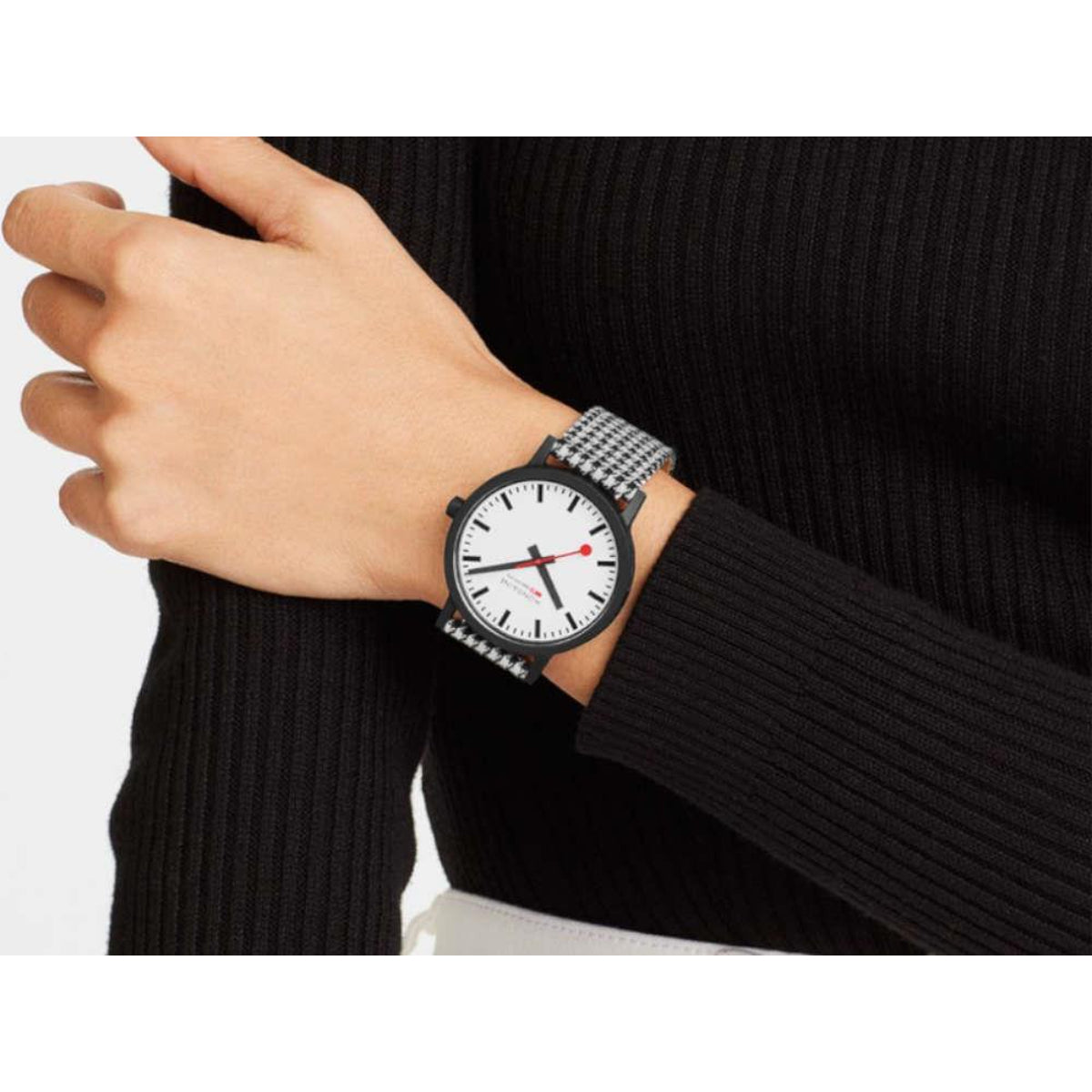Mondaine Essence 41mm White Dial Textile Quartz Watch MS1.41110.LN
