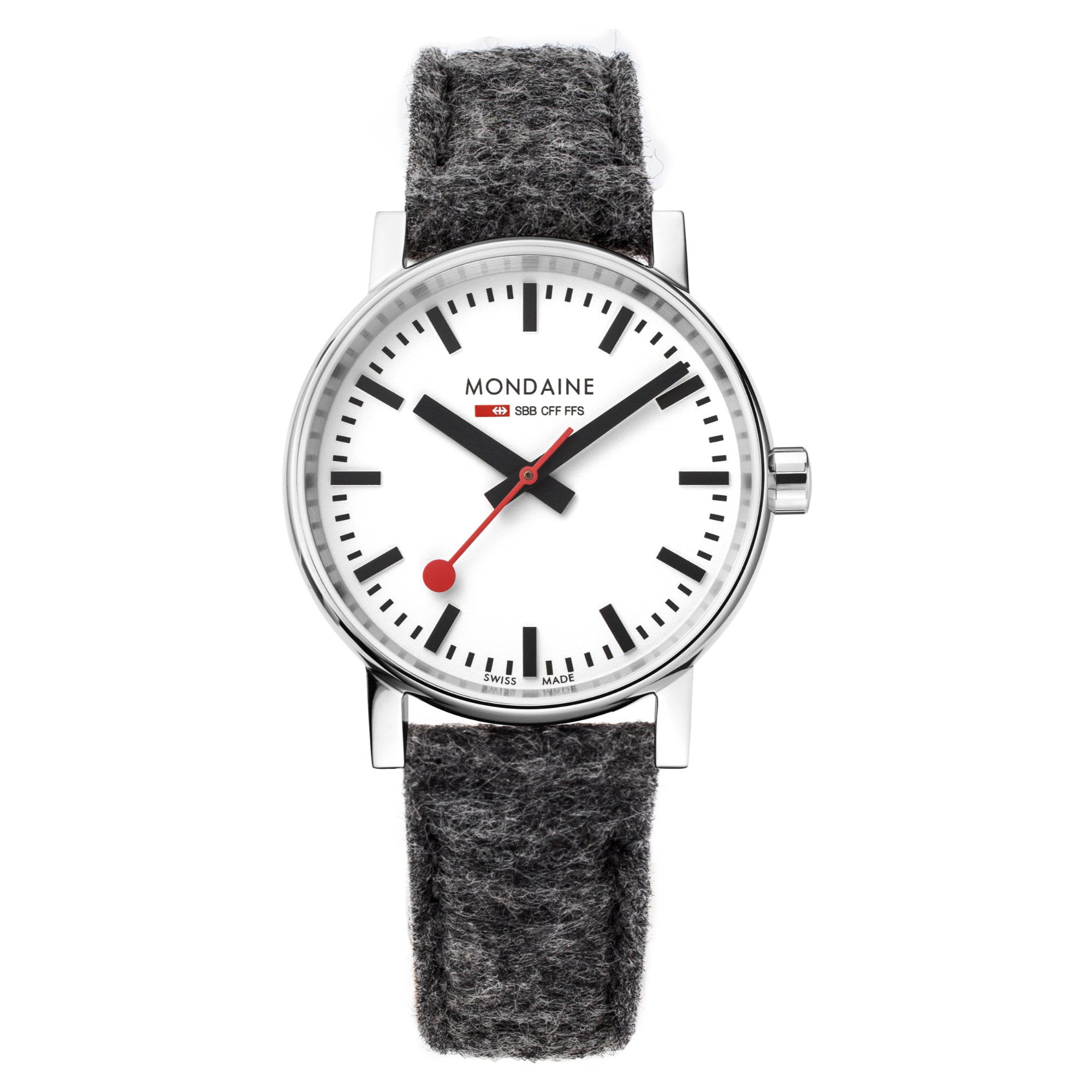 Mondaine Evo2 Quartz White Dial Black Synthetic Watch MSE.35110.LH