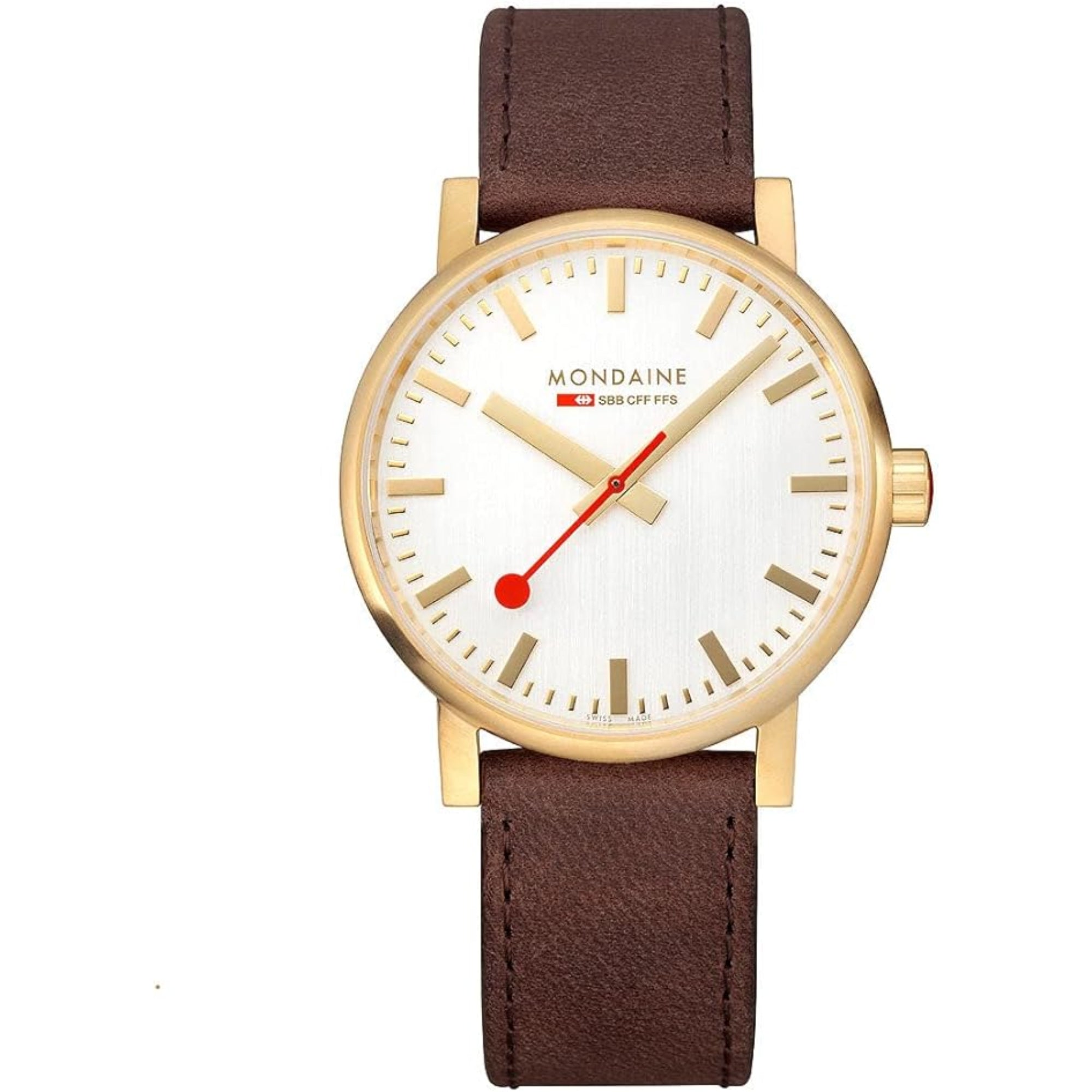 Mondaine Evo Quartz Silver Dial Leather Strap Unisex Watch MSE.40112.LG