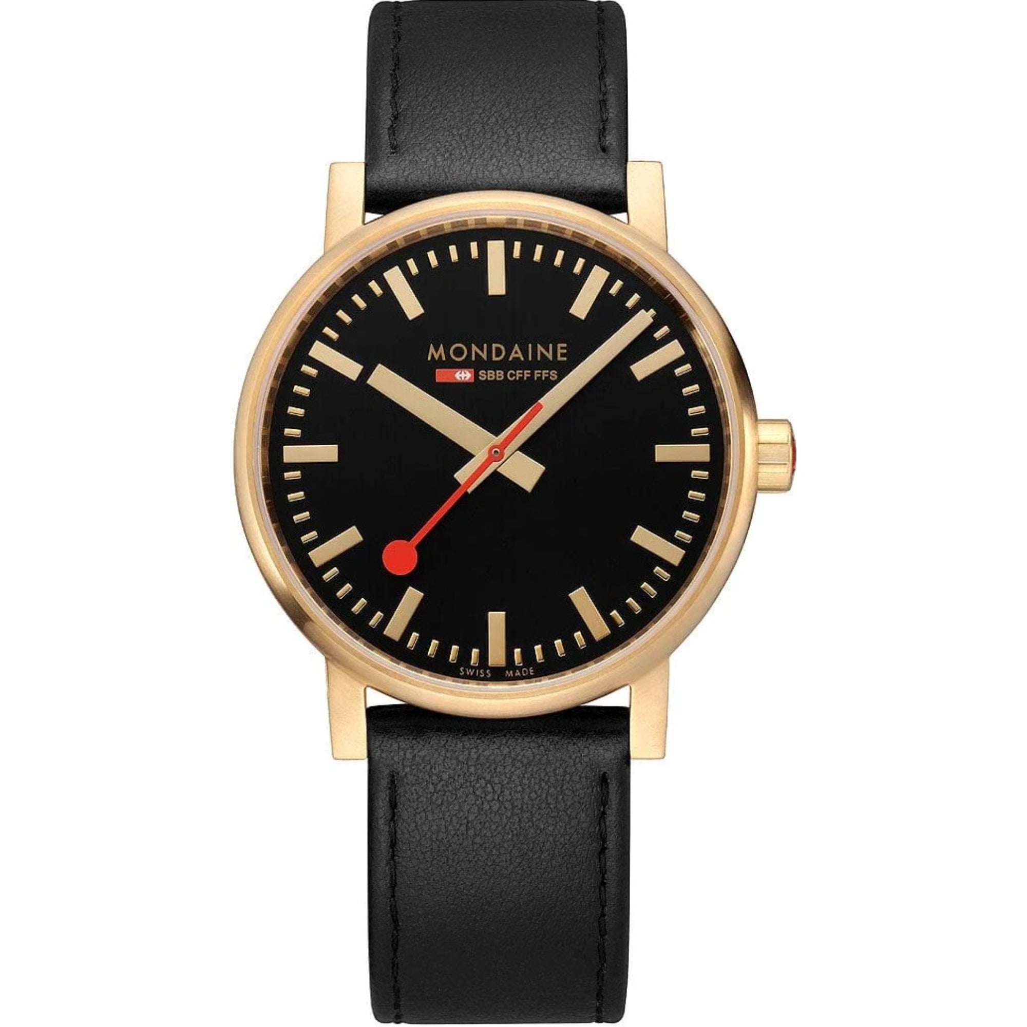 Mondaine Evo2 Quartz Black Dial Leather Strap Unisex Watch MSE.40122.LB