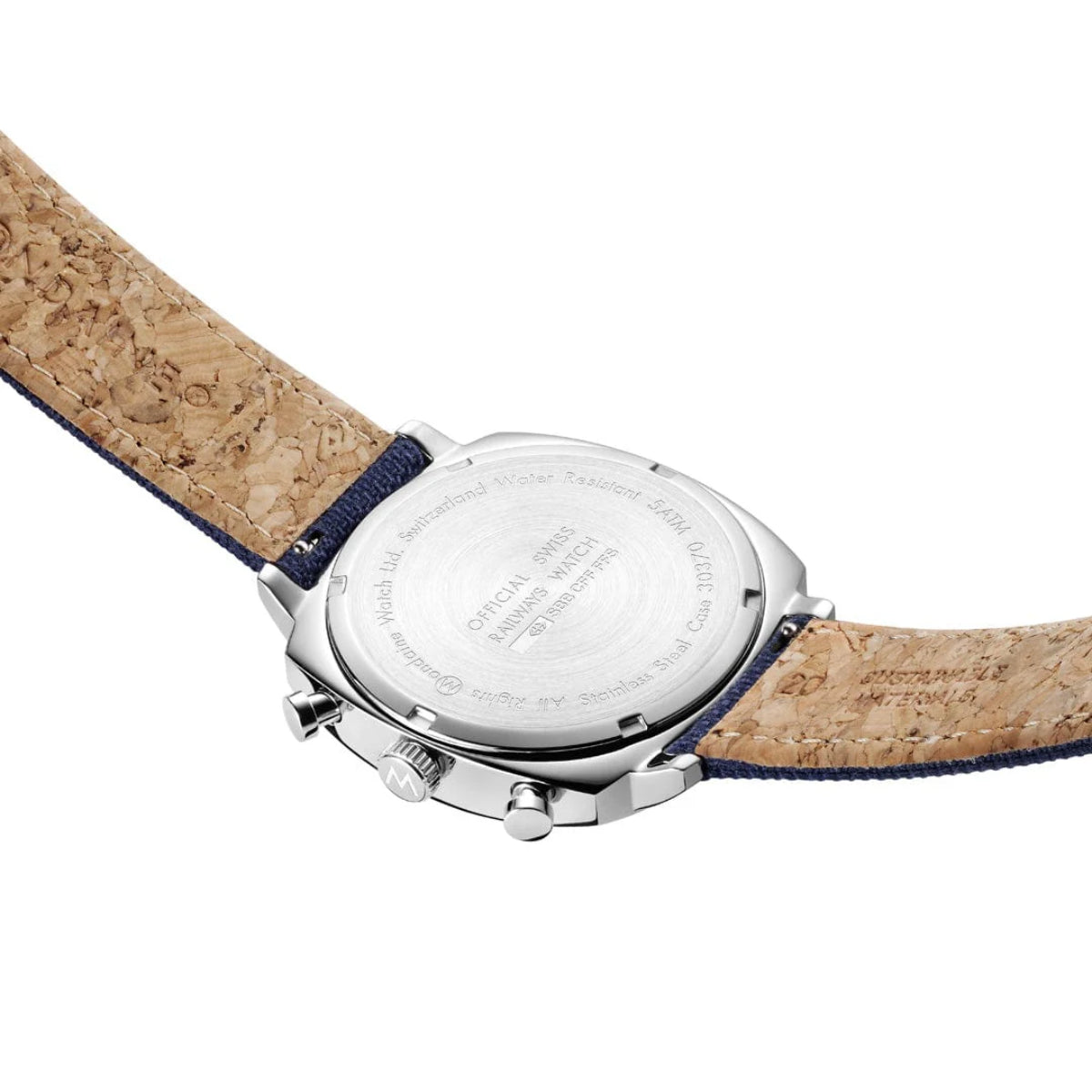 Mondaine Grand Cushion Square Blue Dial Textile Strap Watch MSL.41440.LD.SET