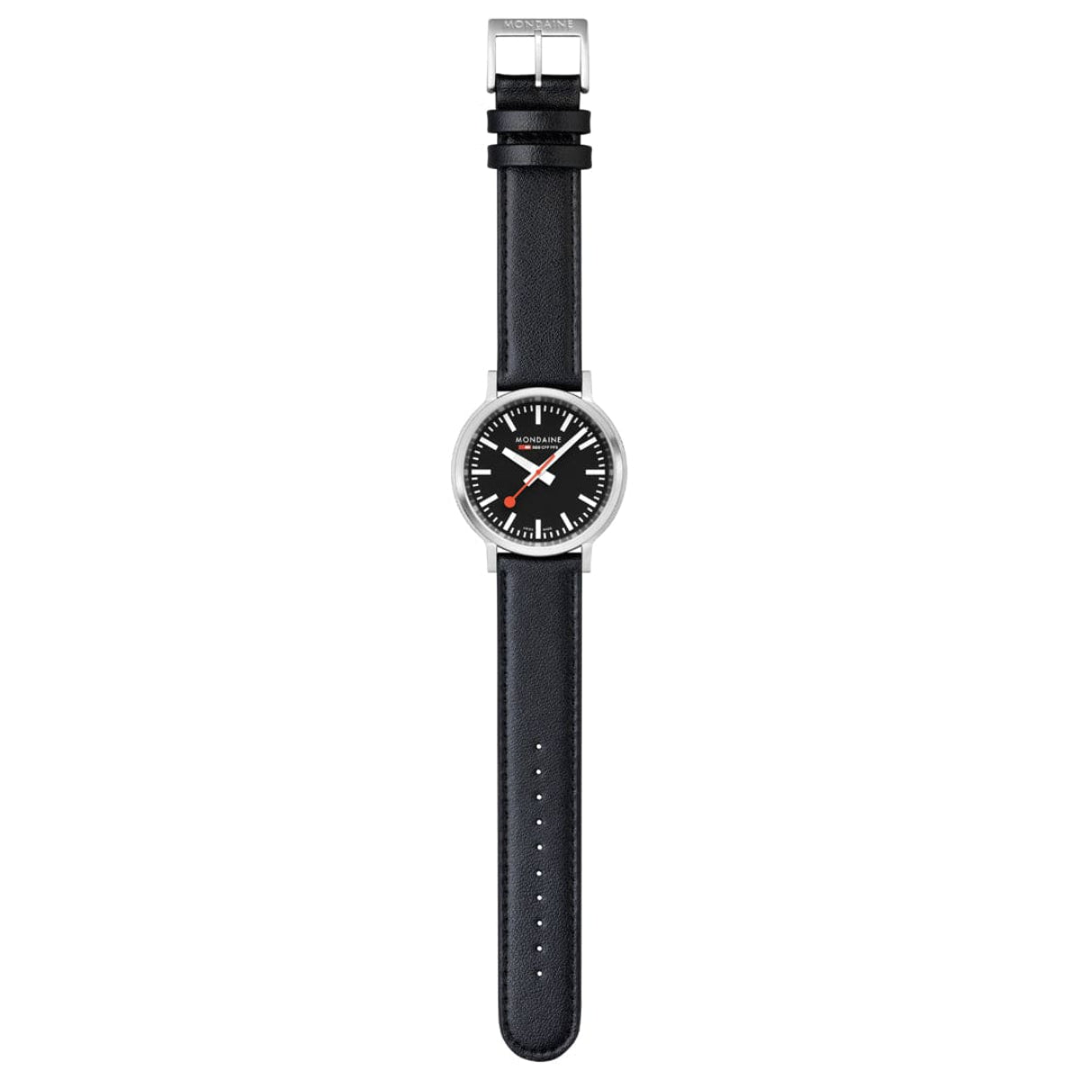 Mondaine stop2go 41mm Black Dial Leather Mens Quartz Watch MST.41020.LBV.2SE