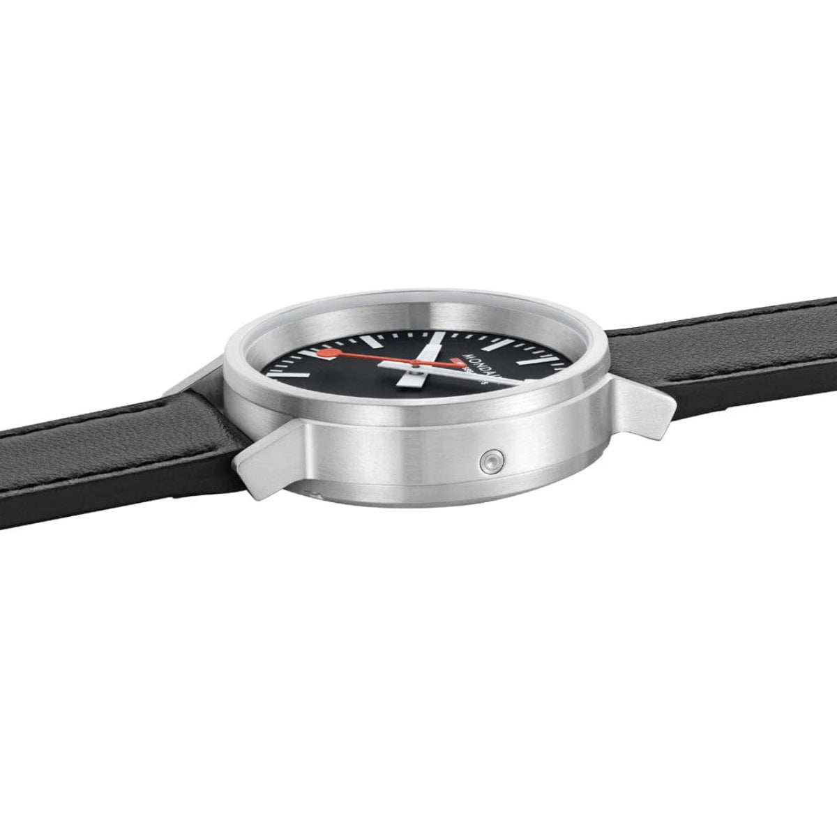 Mondaine stop2go 41mm Black Dial Leather Mens Quartz Watch MST.41020.LBV.2SE