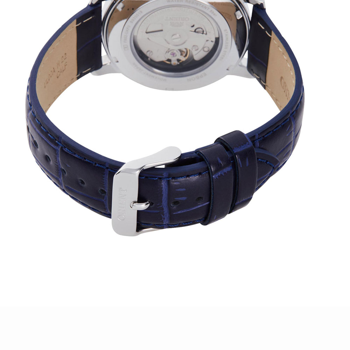 Orient RA-AA0C05L39B polished stainless steel case back profile