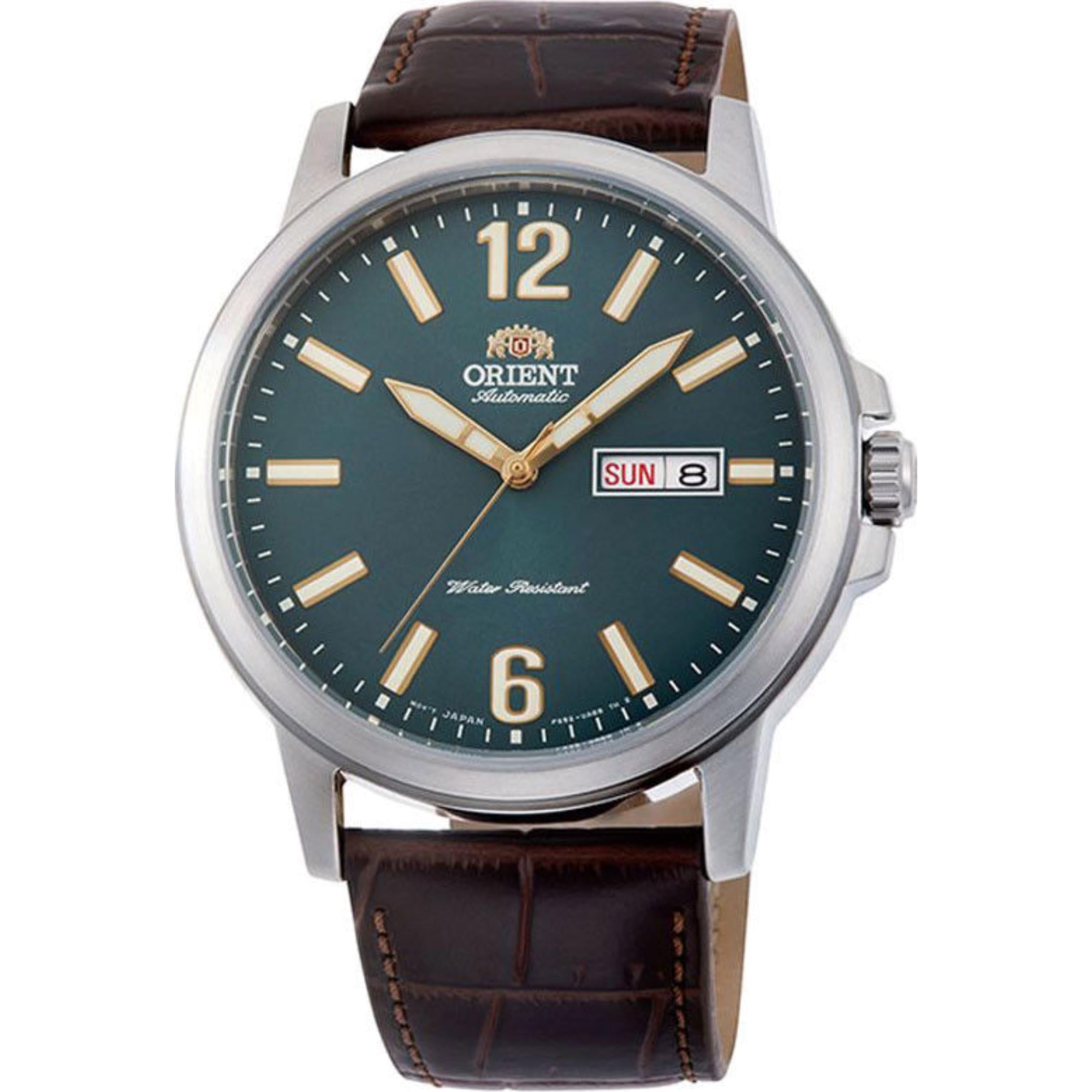 Orient Contemporary Green Dial Leather Strap automatic watch RA-AA0C06E39B front view