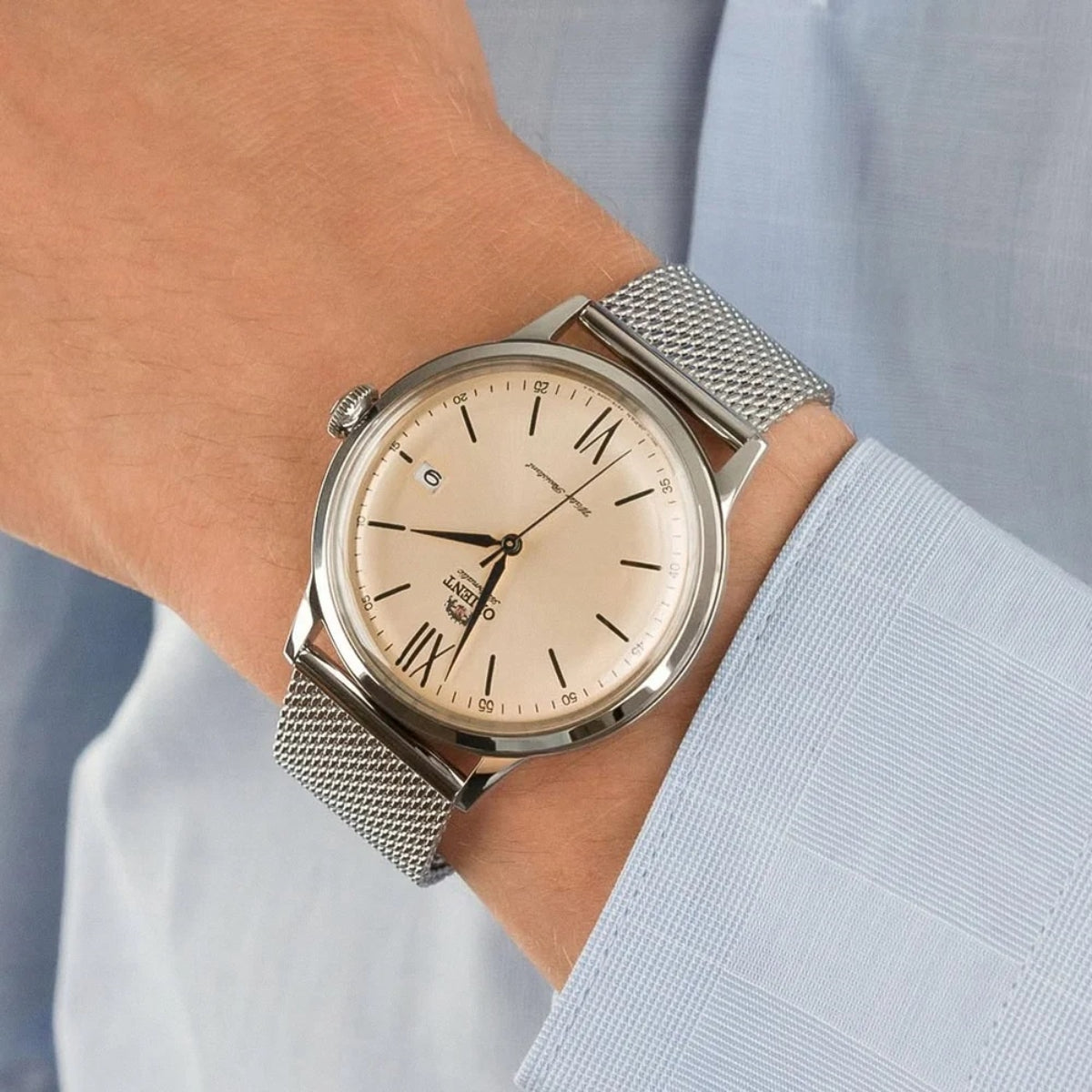Orient Bambino 40.5mm Champagne Dial Steel Mens Automatic Watch RA-AC0020G30B