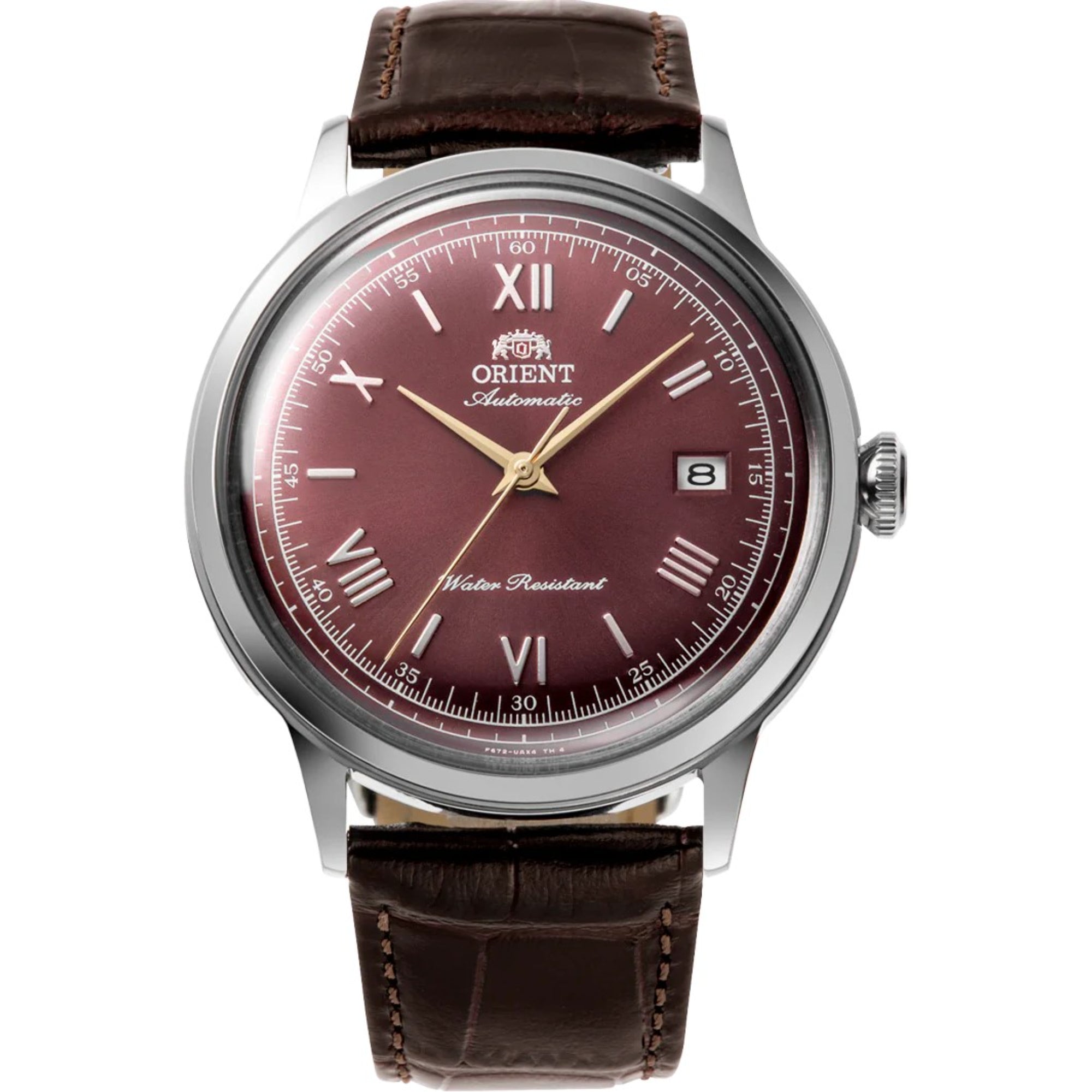 Orient Bambino Bordeaux Dial automatic watch RA-AC0026R30B front view