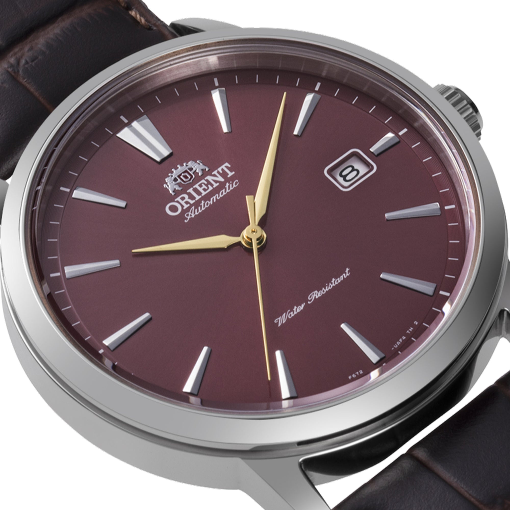 Orient RA-AC0F15R30B 42mm red dial automatic watch zoomed side view
