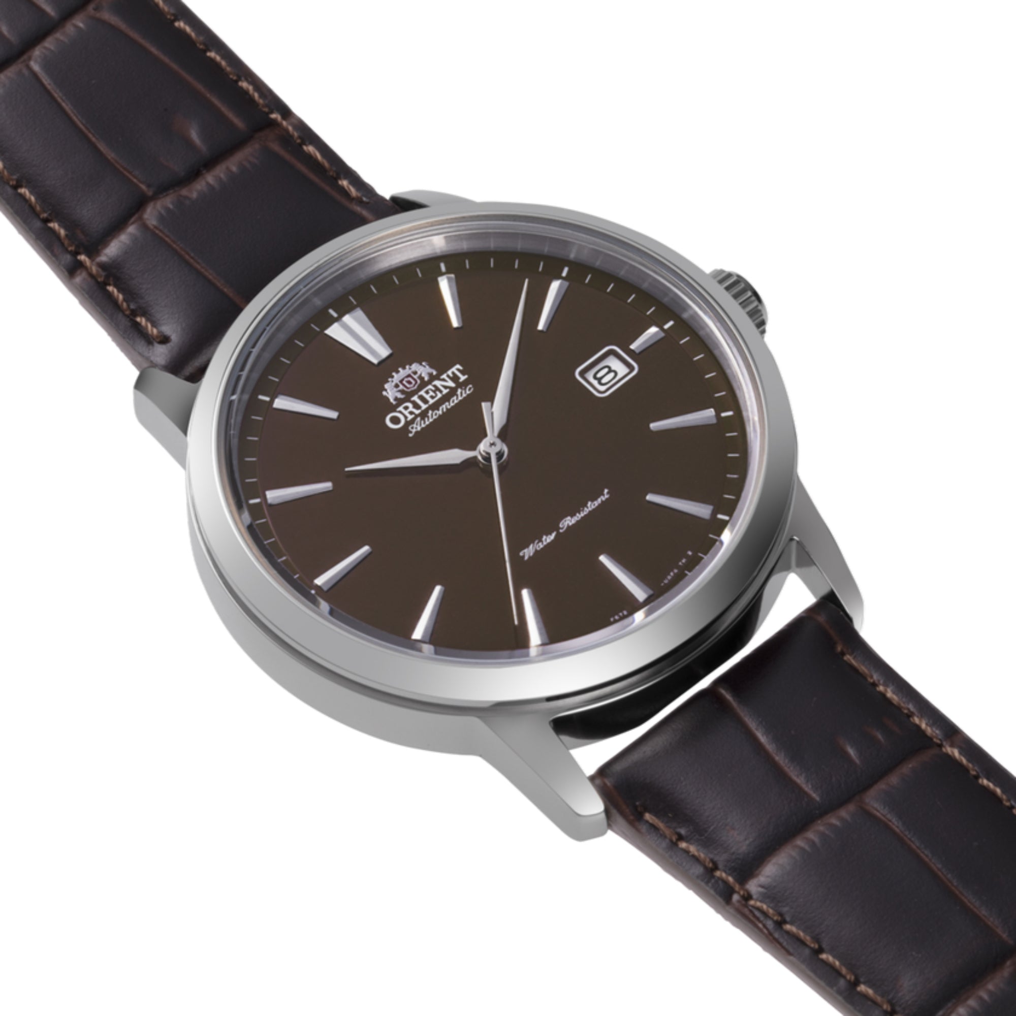 Orient RA-AC0F17Y30B polished stainless steel case side profile