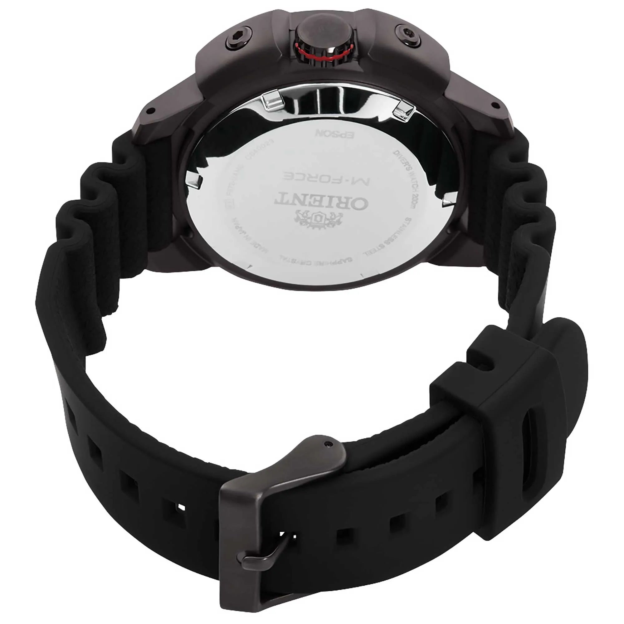Orient M-Force 45mm Schwarzes Zifferblatt Silikon Herren Automatik Uhr RA-AC0L03B00B