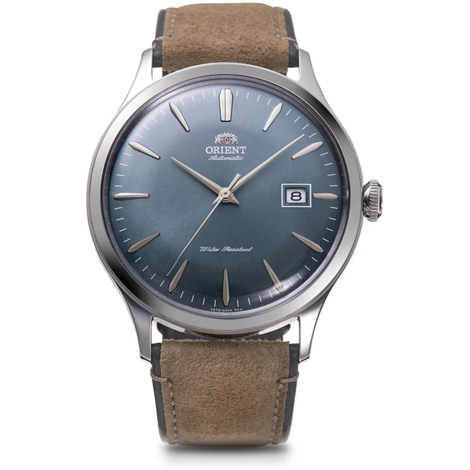 Orient Bambino 42mm Blue Dial Leather Strap automatic watch RA-AC0P03L30B front view