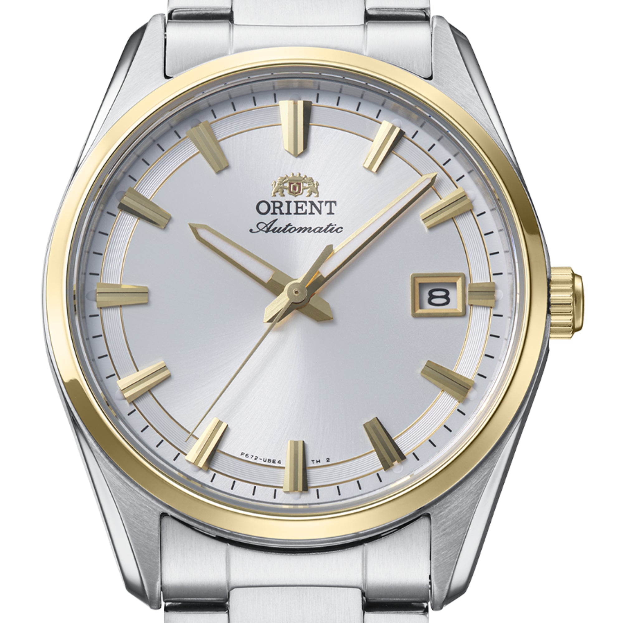 Orient Stretto RA-AC0R01S30B white dial with gold indices close-up