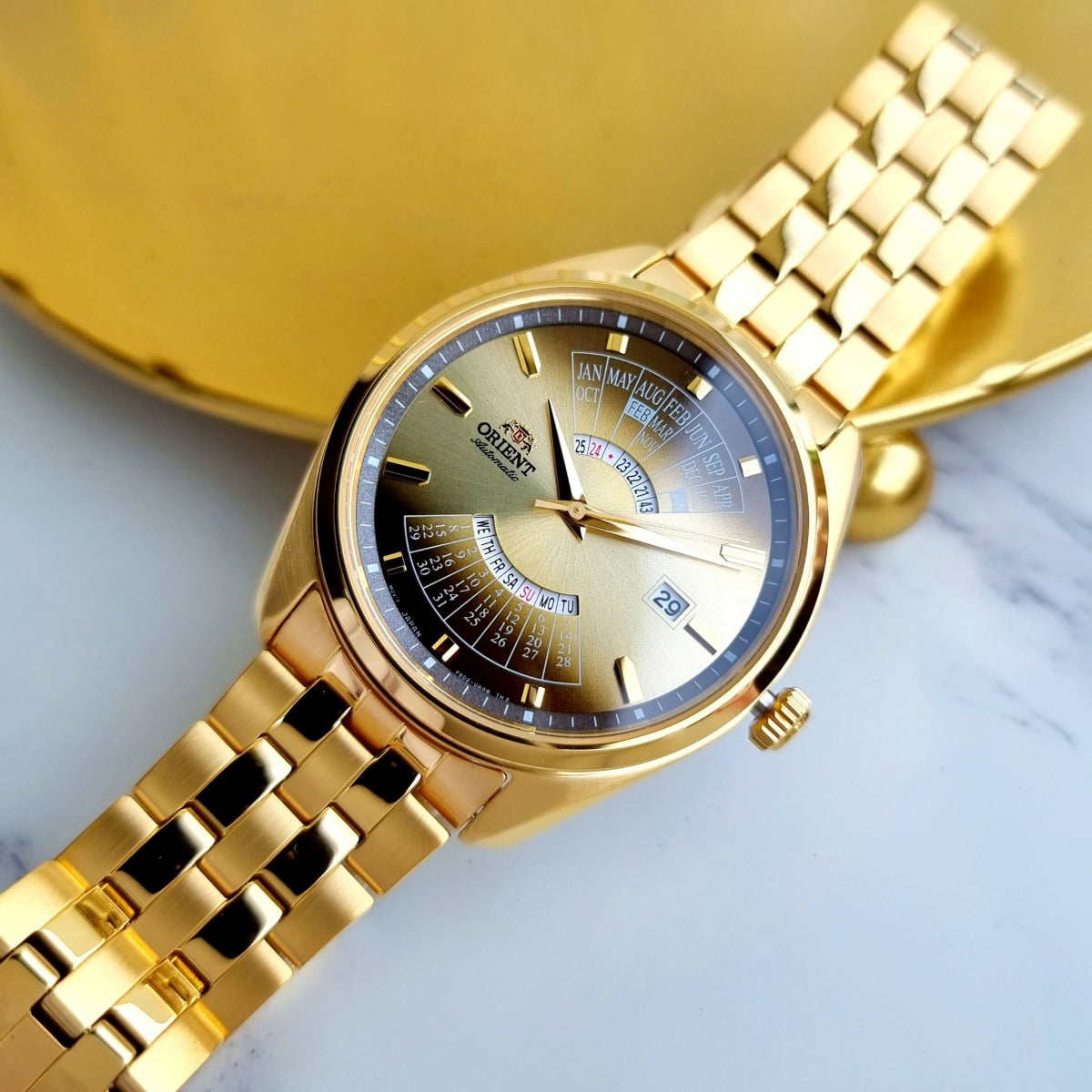 Orient Multi-Year Calendar 43.5mm Gold Gradation Dial Steel Mens Automatic Watch RA-BA0001G30B